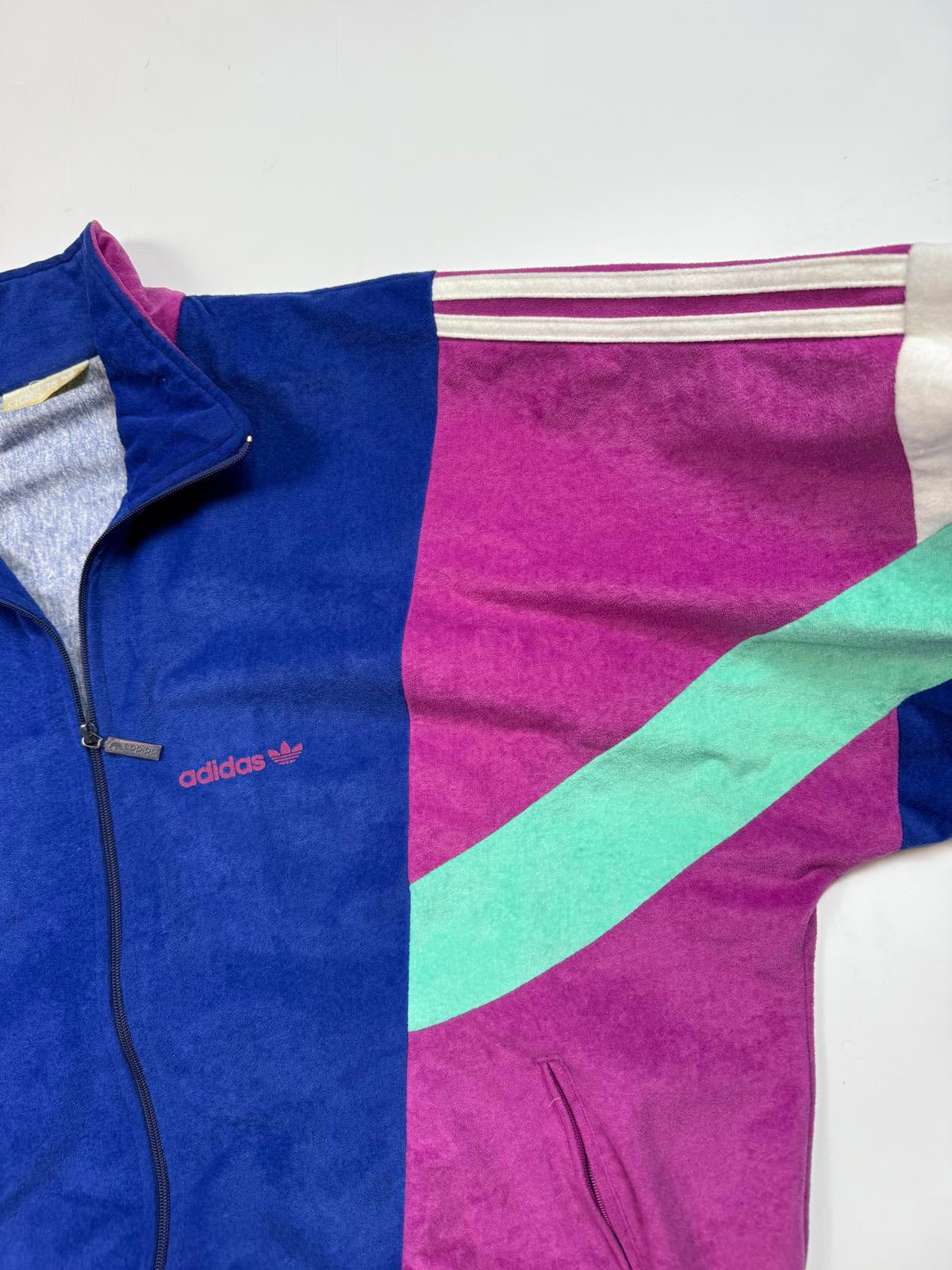 Vintage 90s adidas originals velour track top (L)