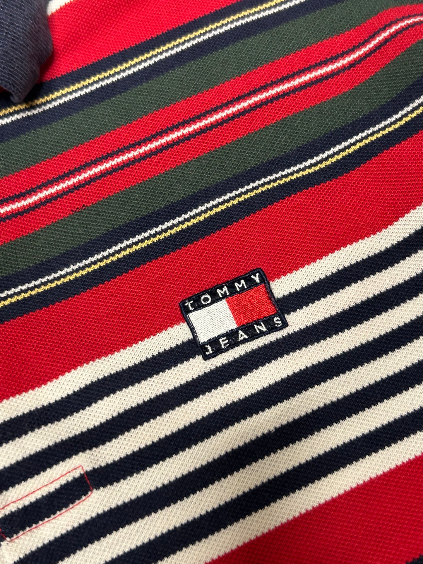 Vintage 90s Tommy Hilfiger striped polo shirt (S)