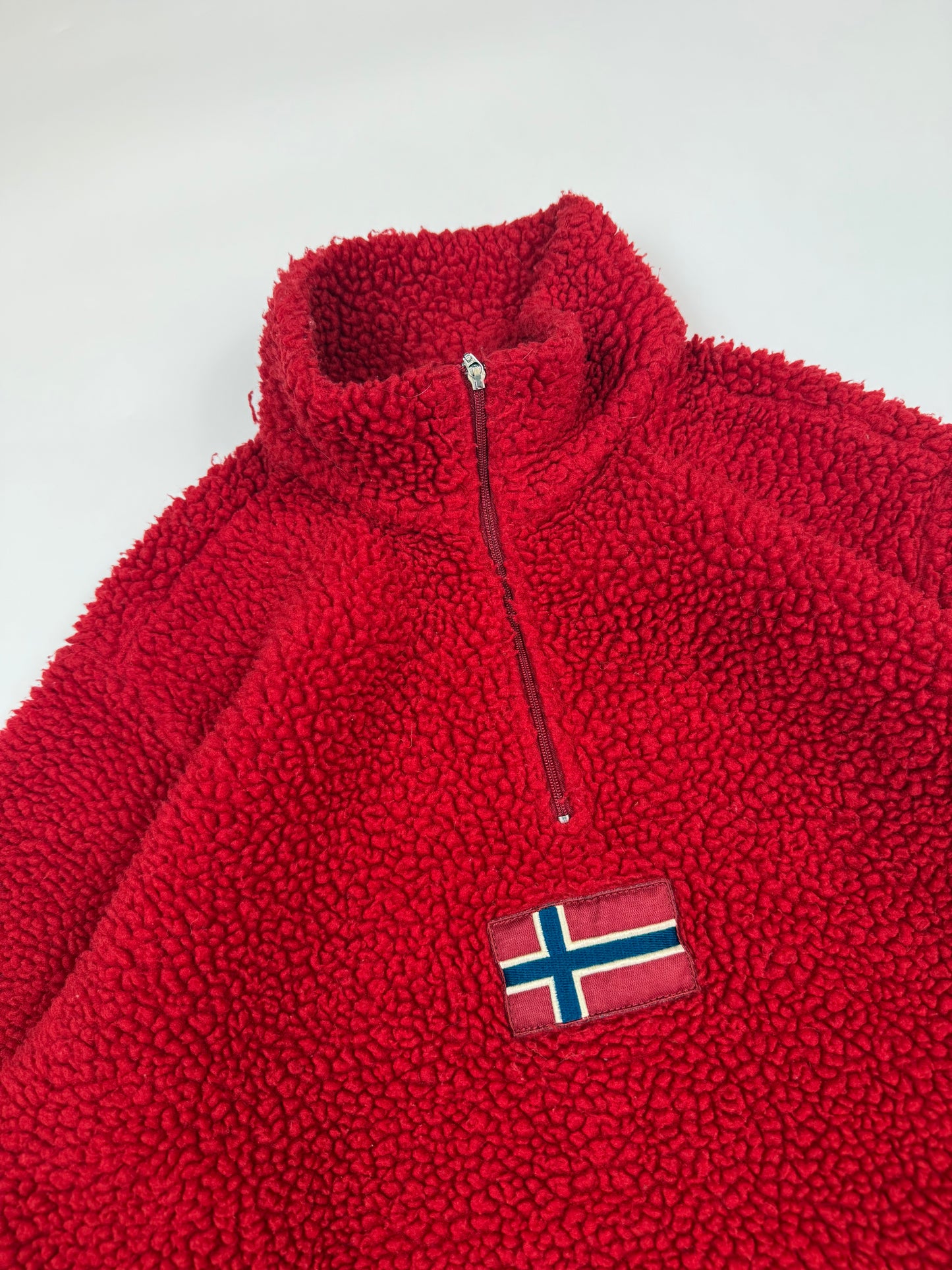 Vintage Napapijri deep pile quarter zip fleece (M)