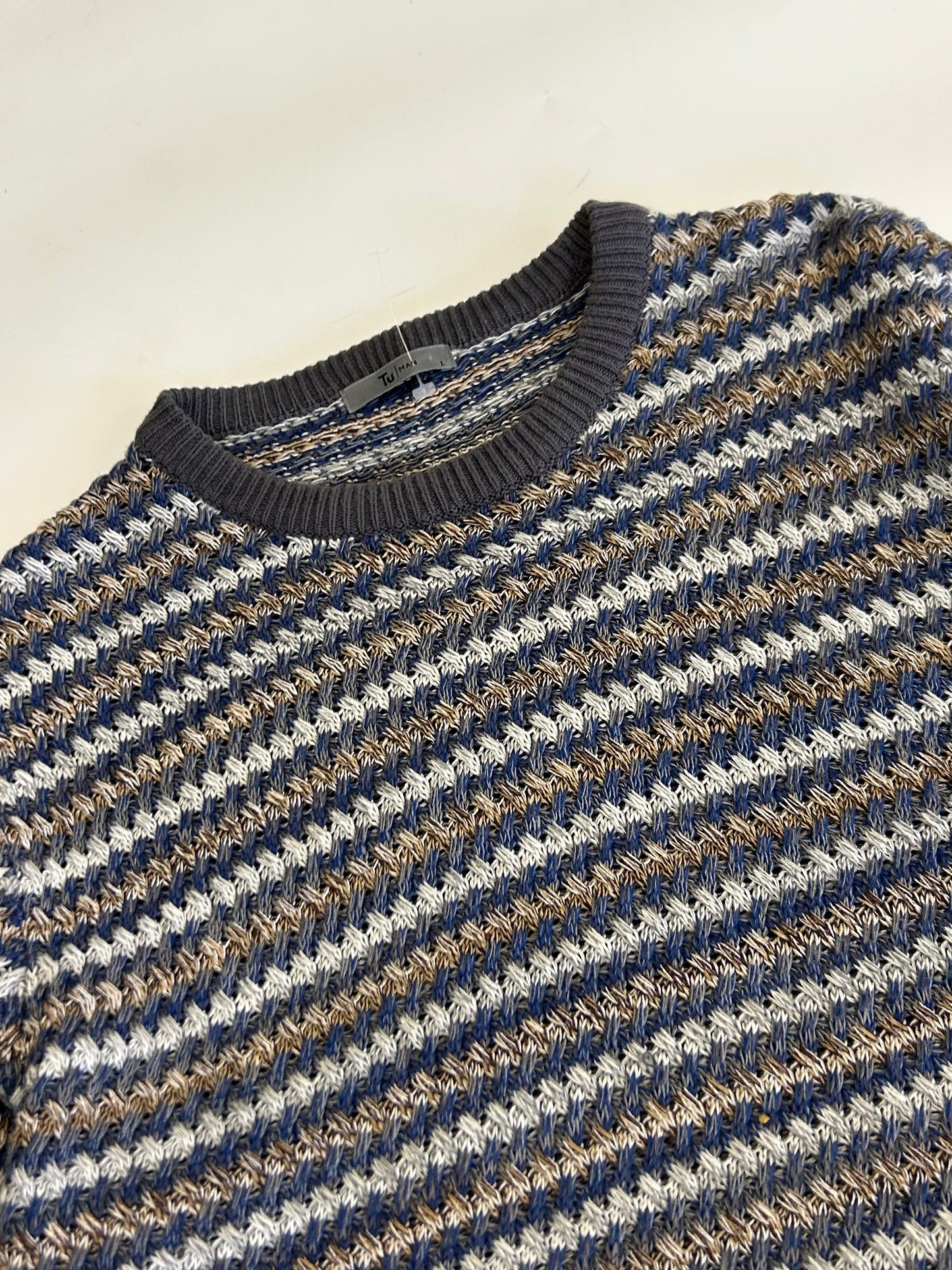 Abstract grandad knit sweater (L)