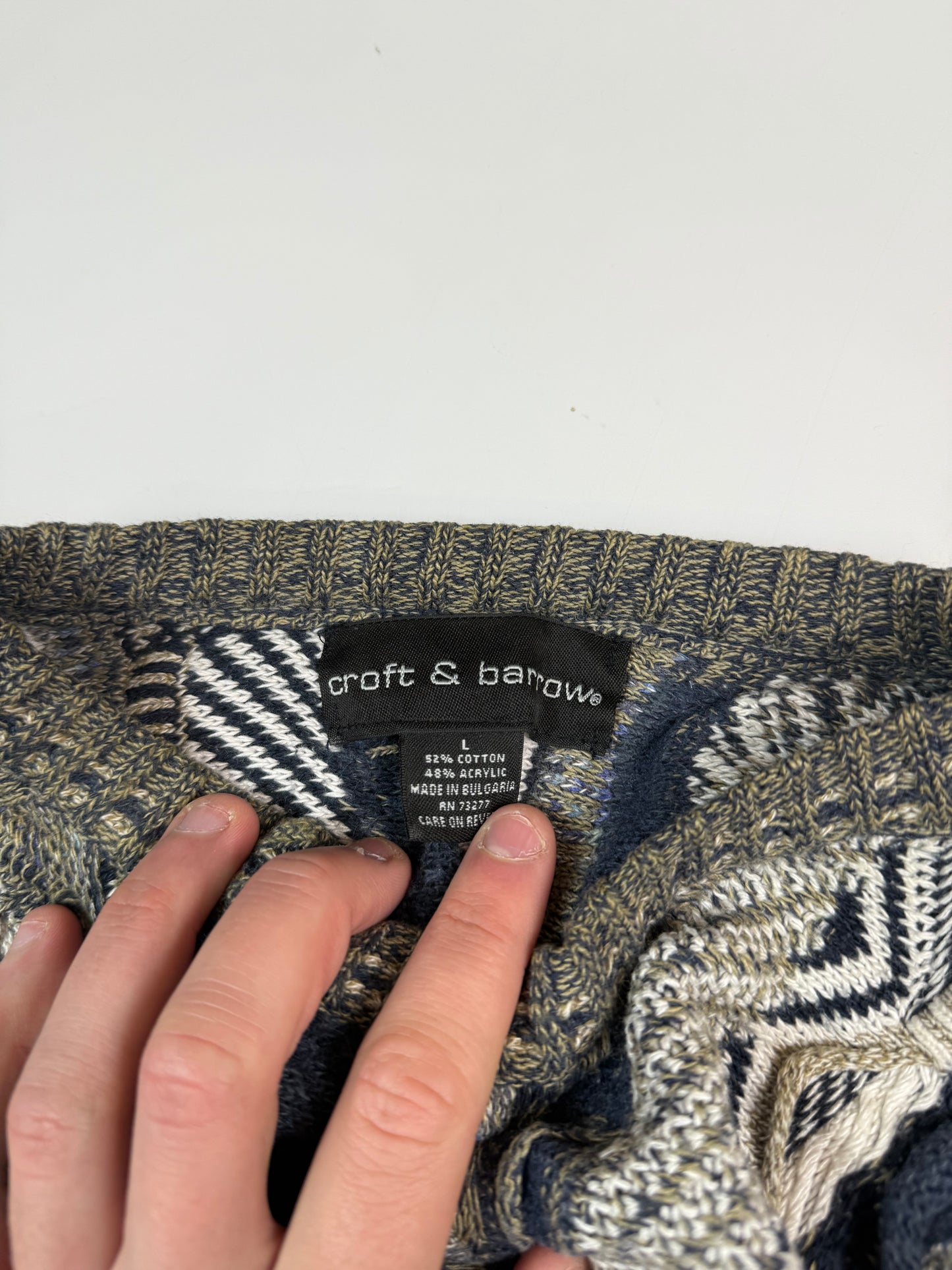 Vintage Coogi style abstract knit sweater (L)