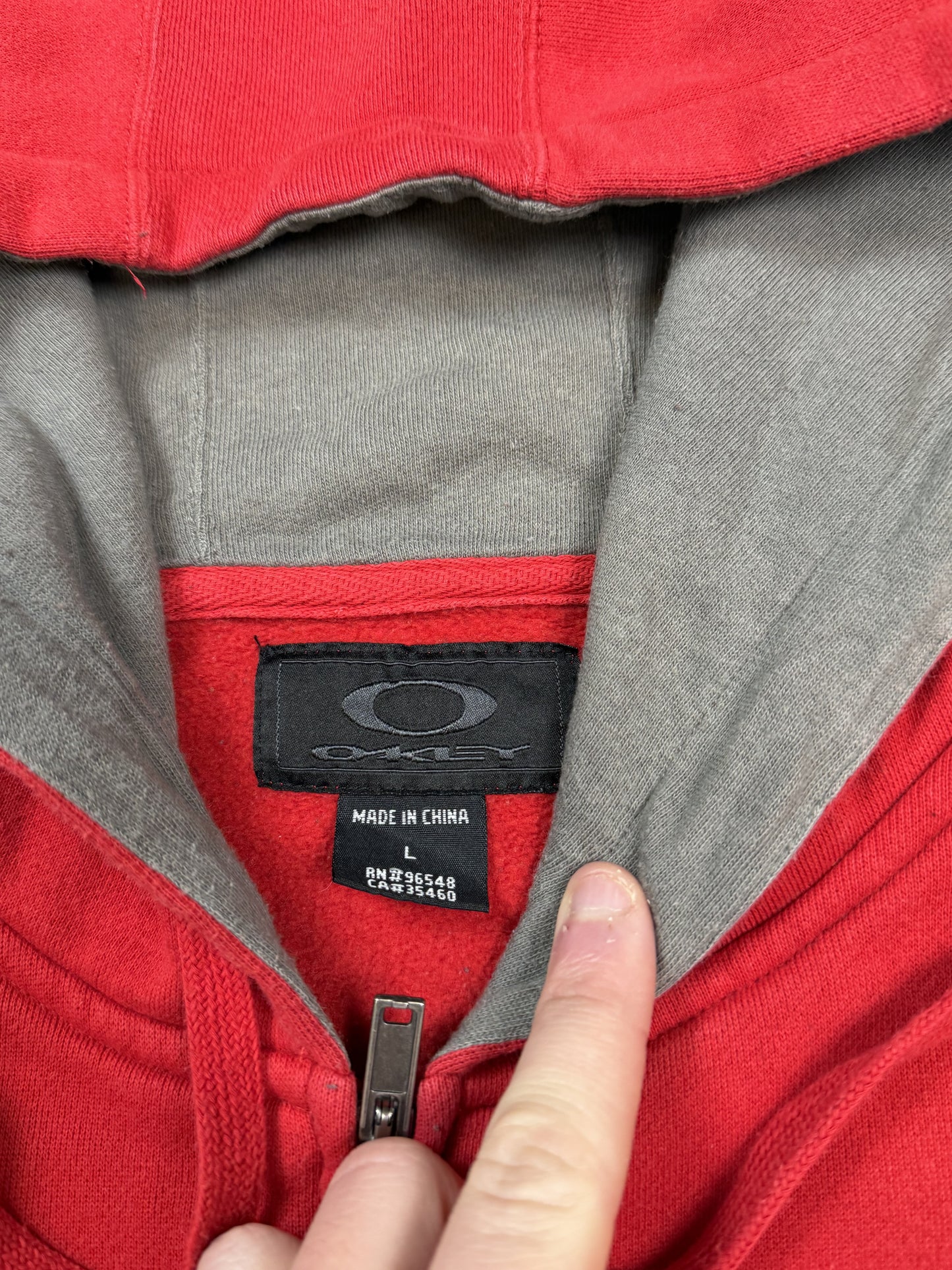 Vintage Oakley spell out zip up hoodie (L)
