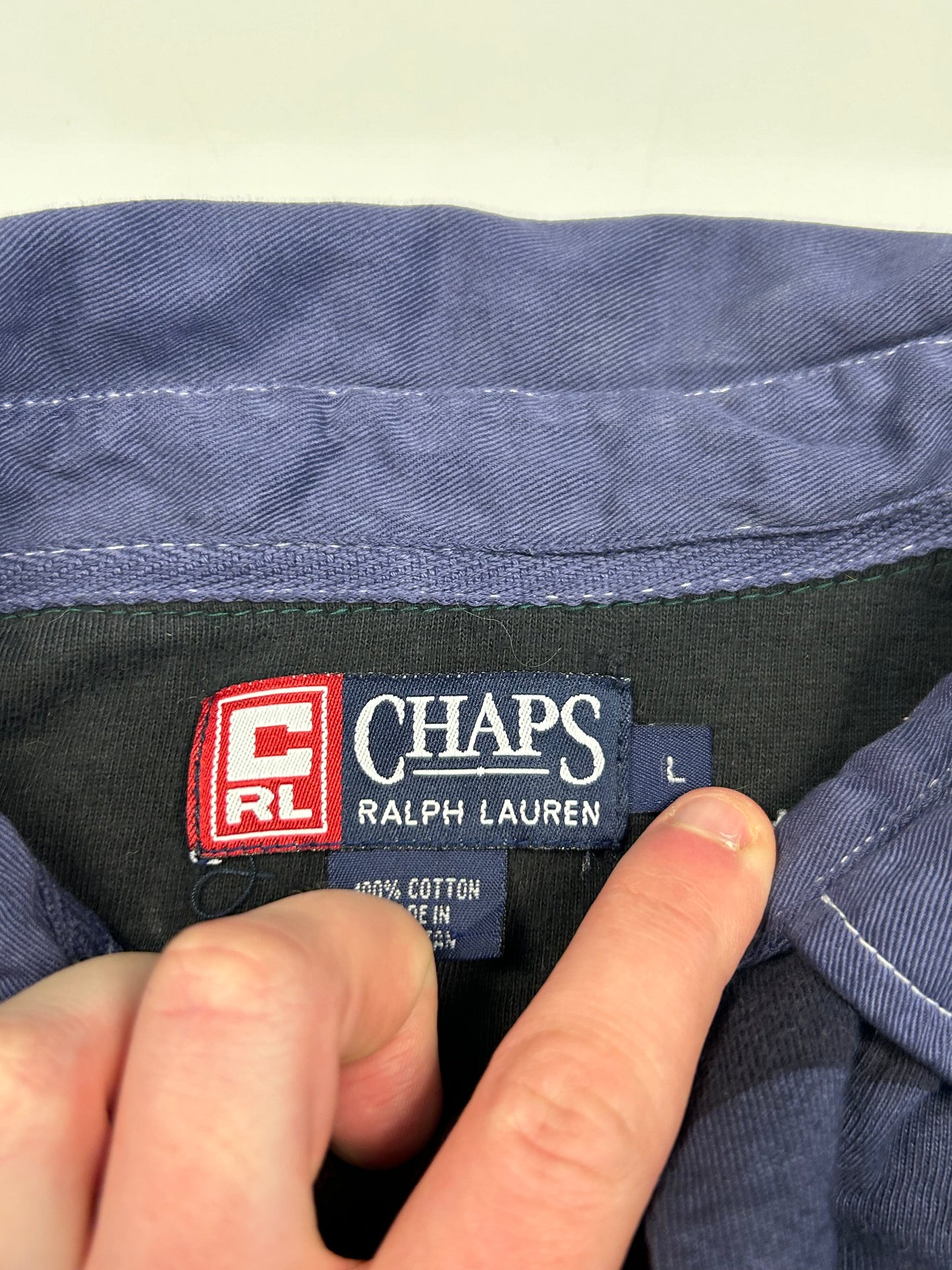 Vintage Chaps striped rugby polo shirt (L)