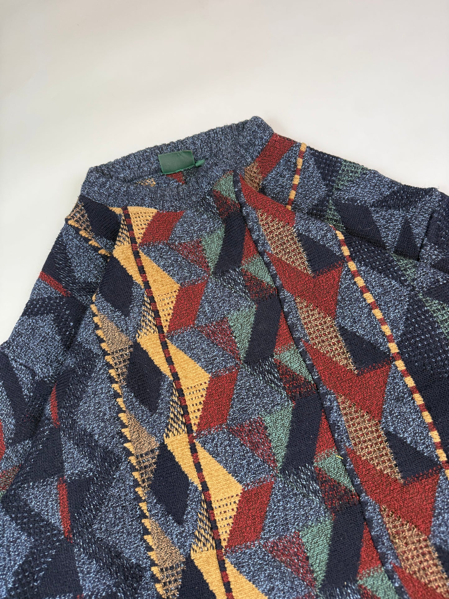 Vintage abstract grandad knit sweater (L)