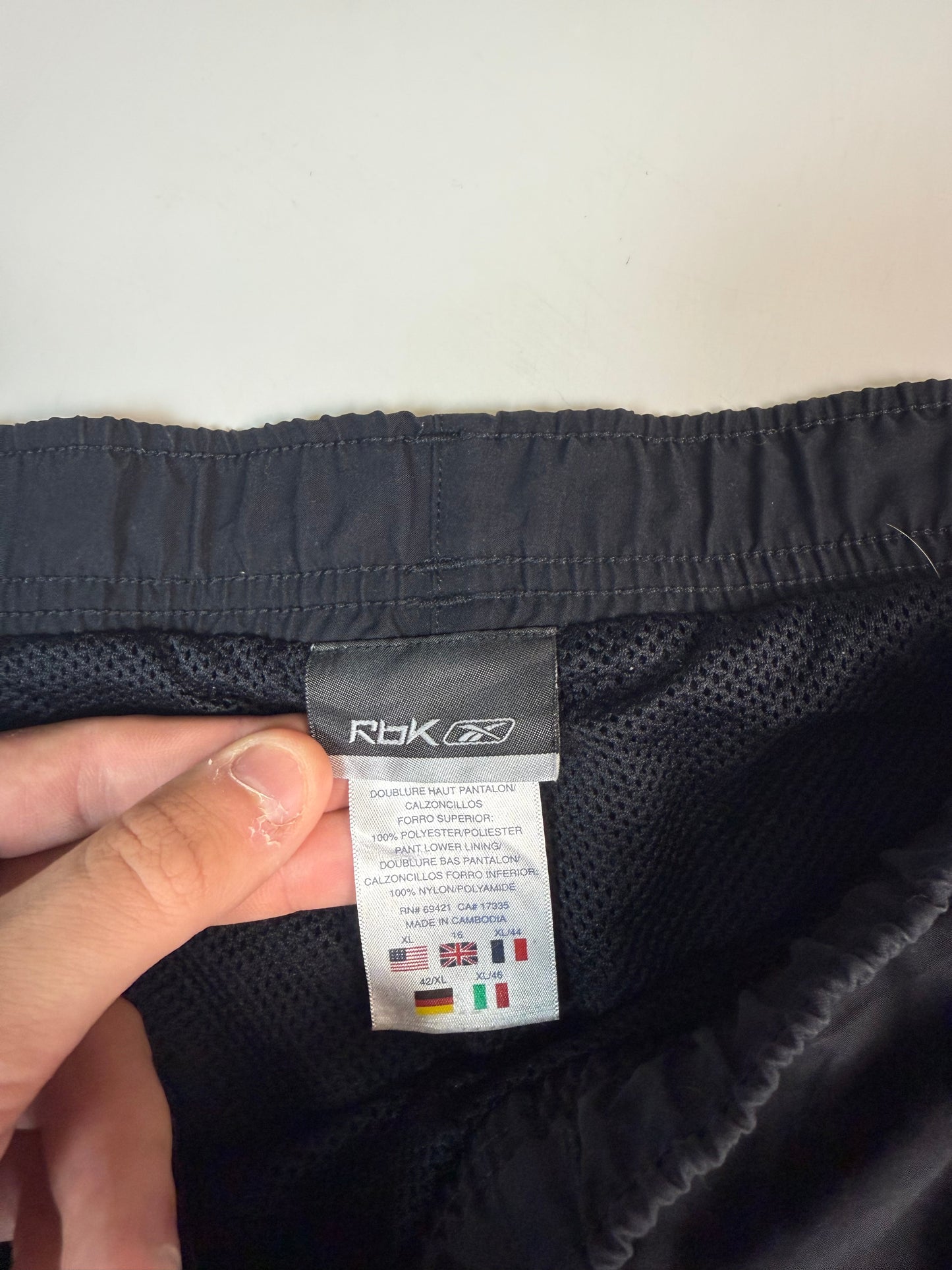 Vintage Reebok side stripe baggy track pants (XL)