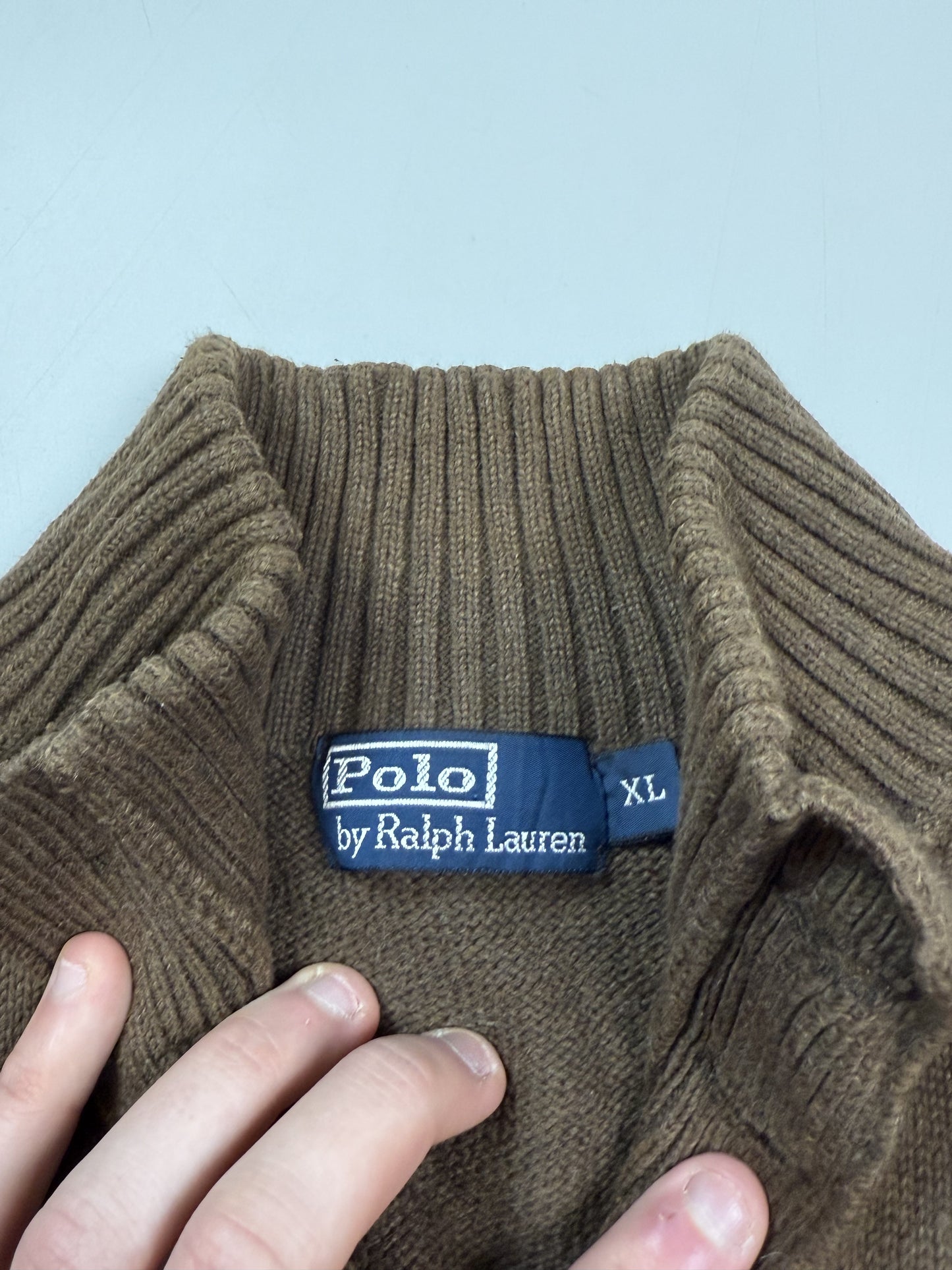 Vintage 90s Polo Ralph Lauren quarter button up knit sweater (XL)