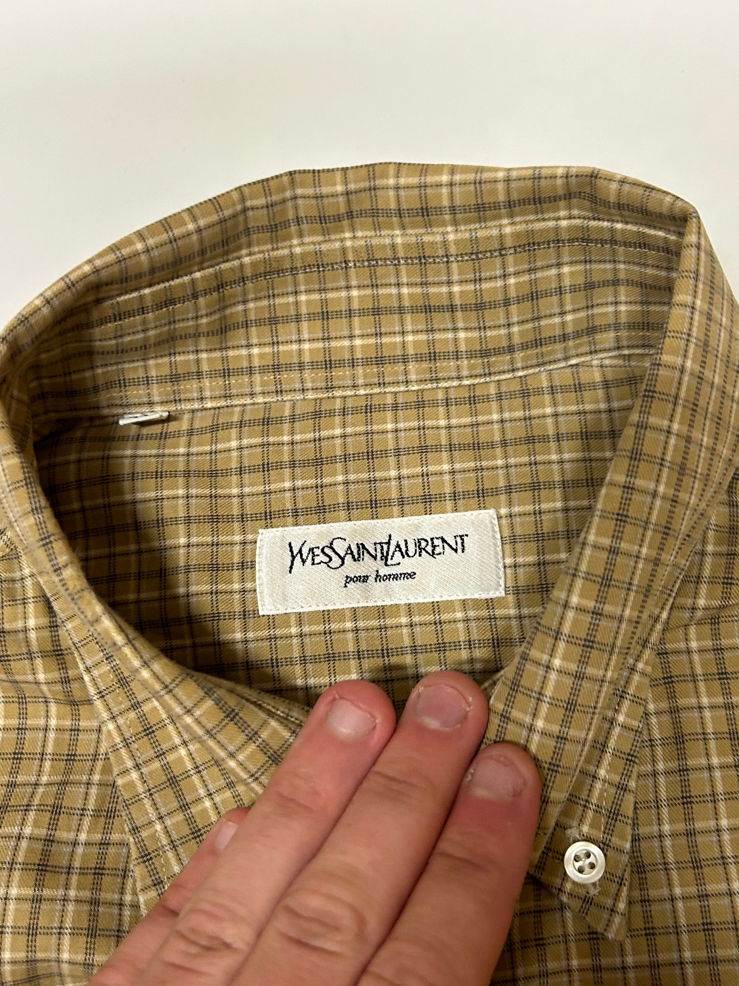 Vintage YSL long sleeve check shirt (XL)