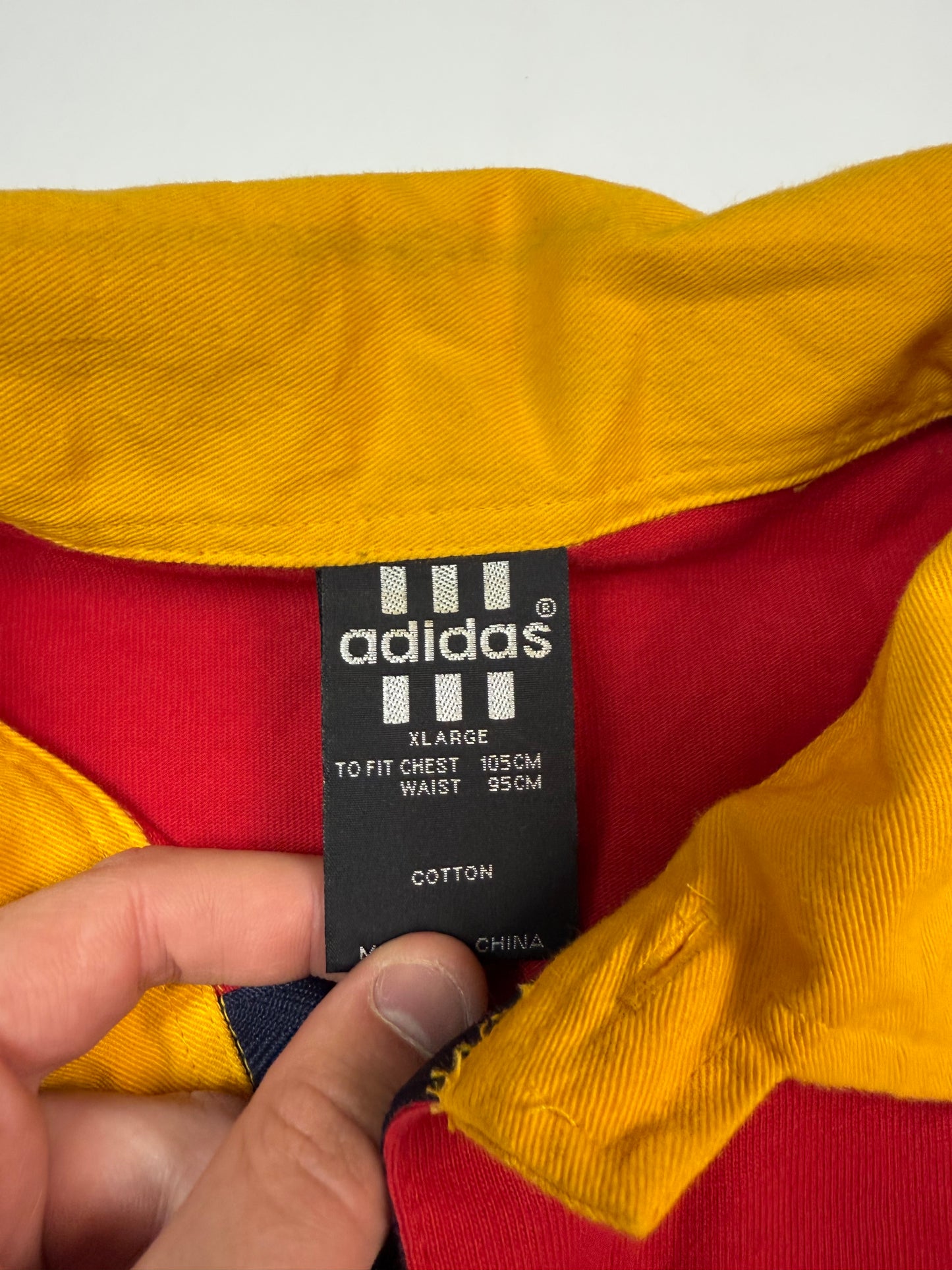 Vintage 90s Adidas training 1996 colour block rugby shirt (XL)