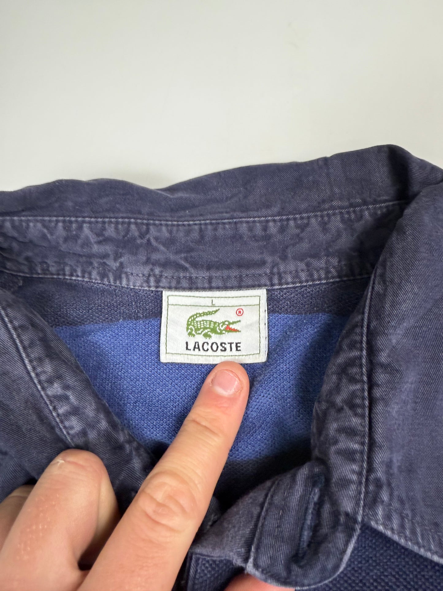 Vintage Lacoste striped rugby polo shirt (L)