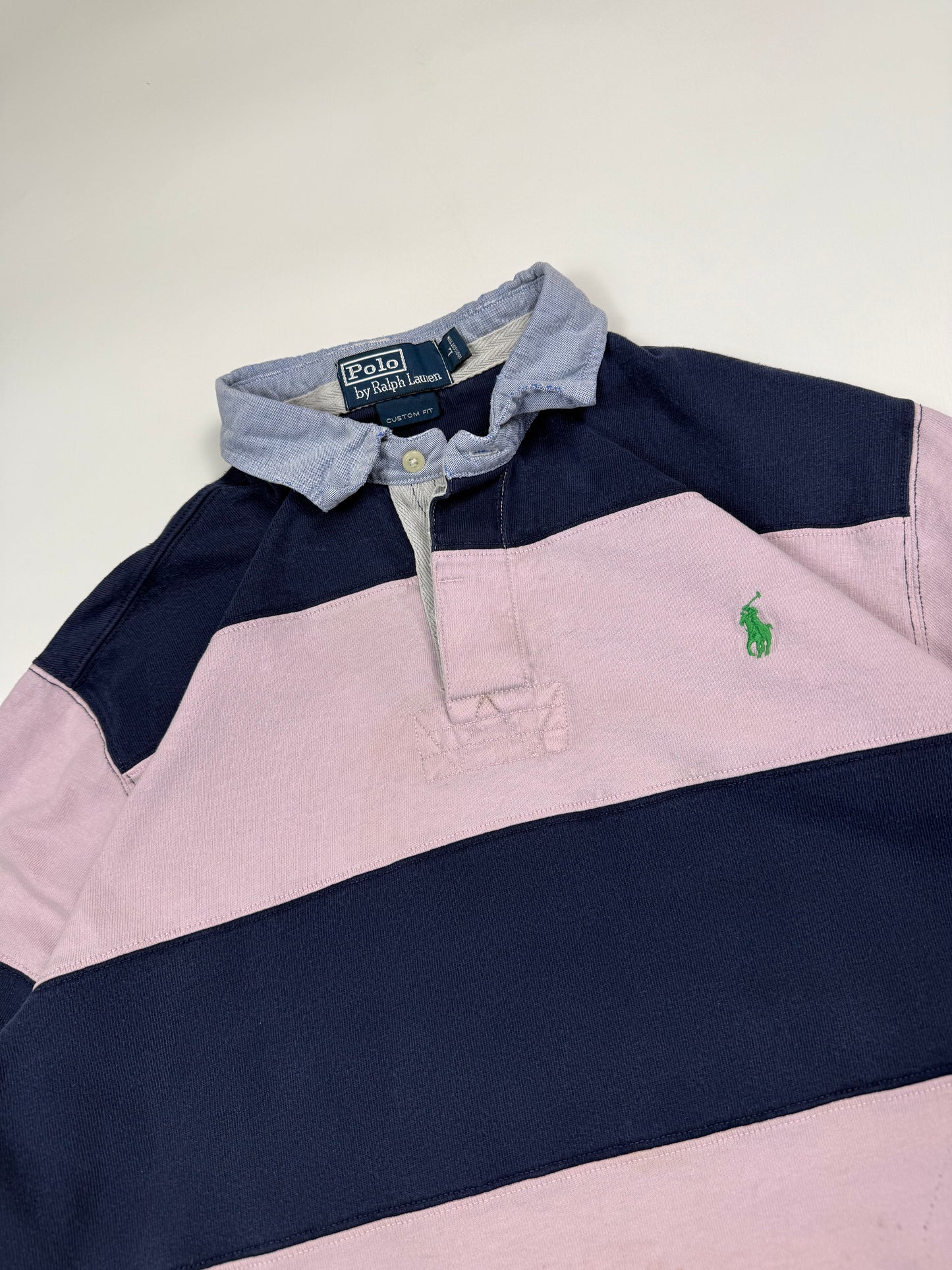 Vintage Polo Ralph Lauren striped rugby polo shirt (L)