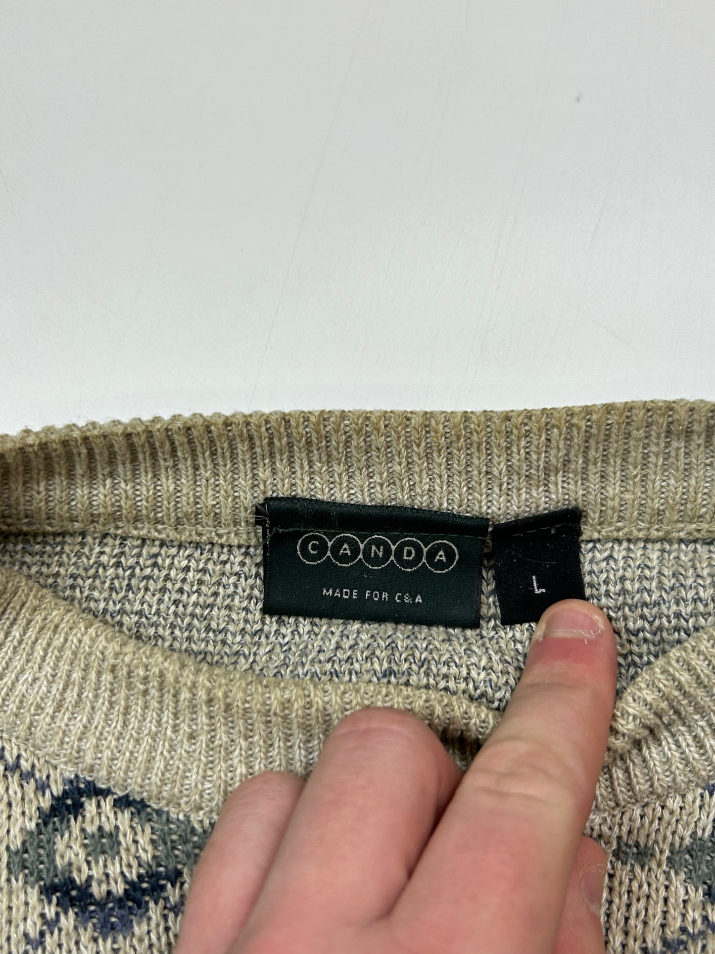 Vintage grandad abstract knit sweater (L)