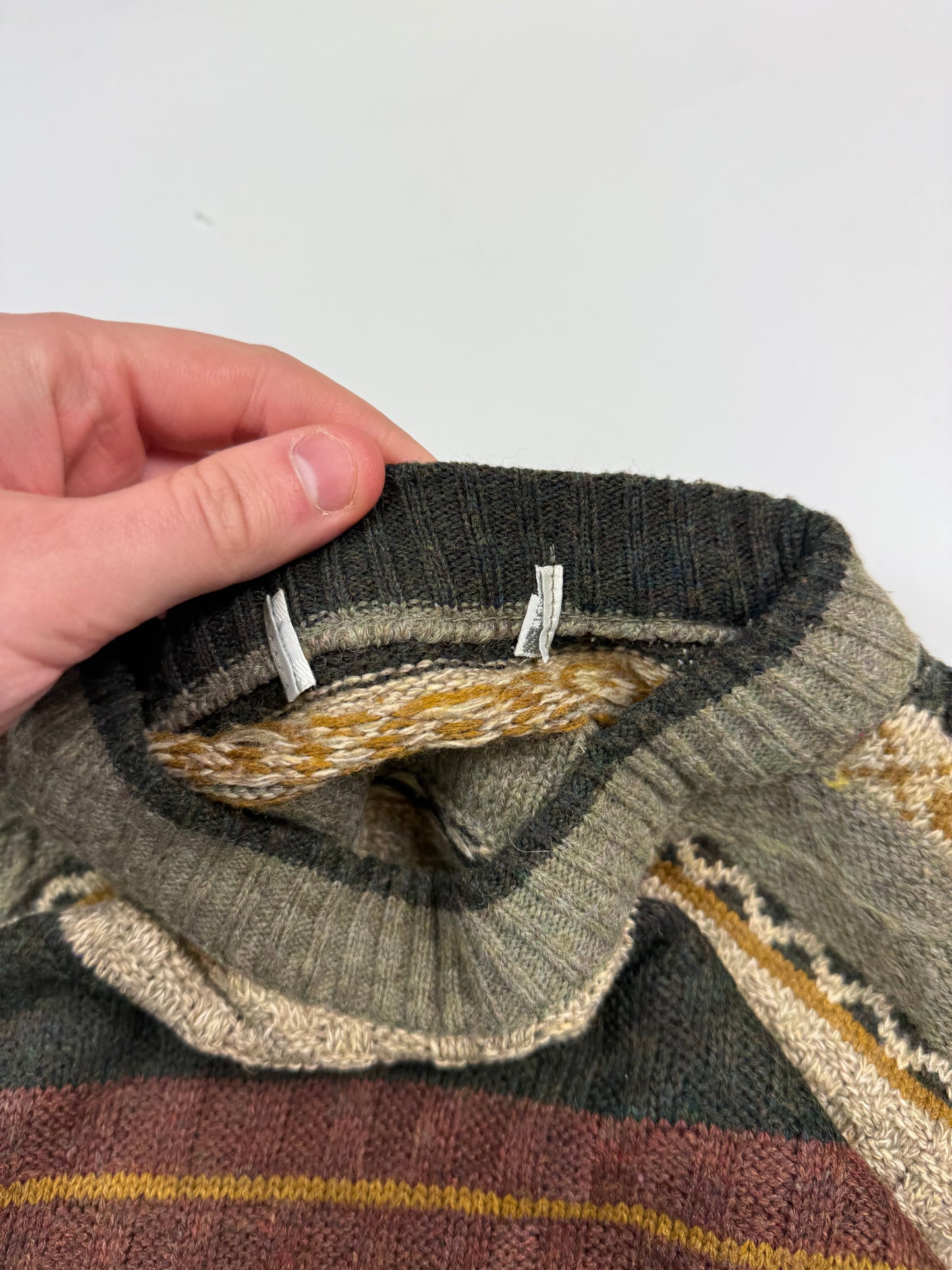 Vintage Grandad style patterned knit sweater (M)