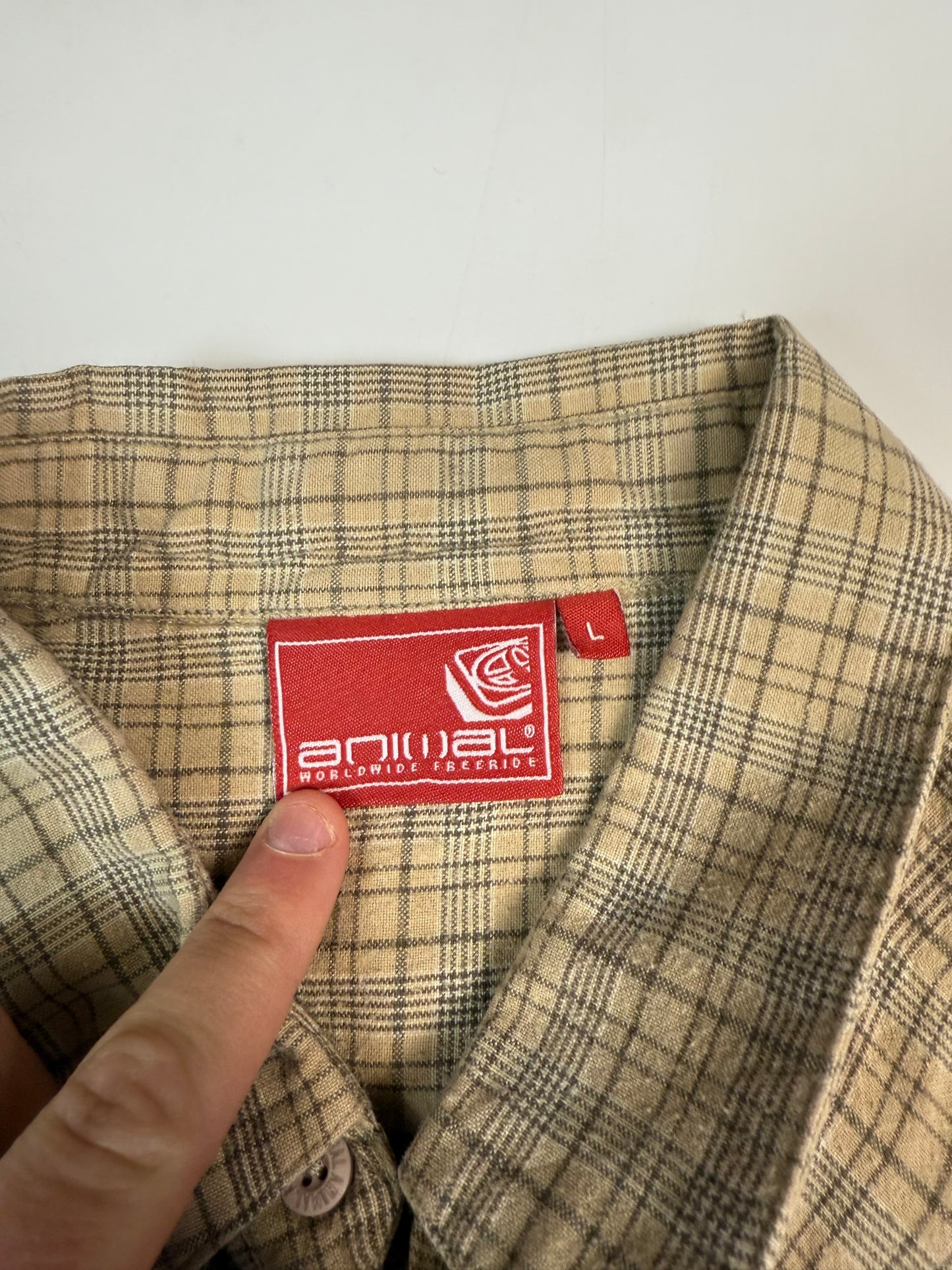 Vintage Animal checkered short sleeve shirt (L)