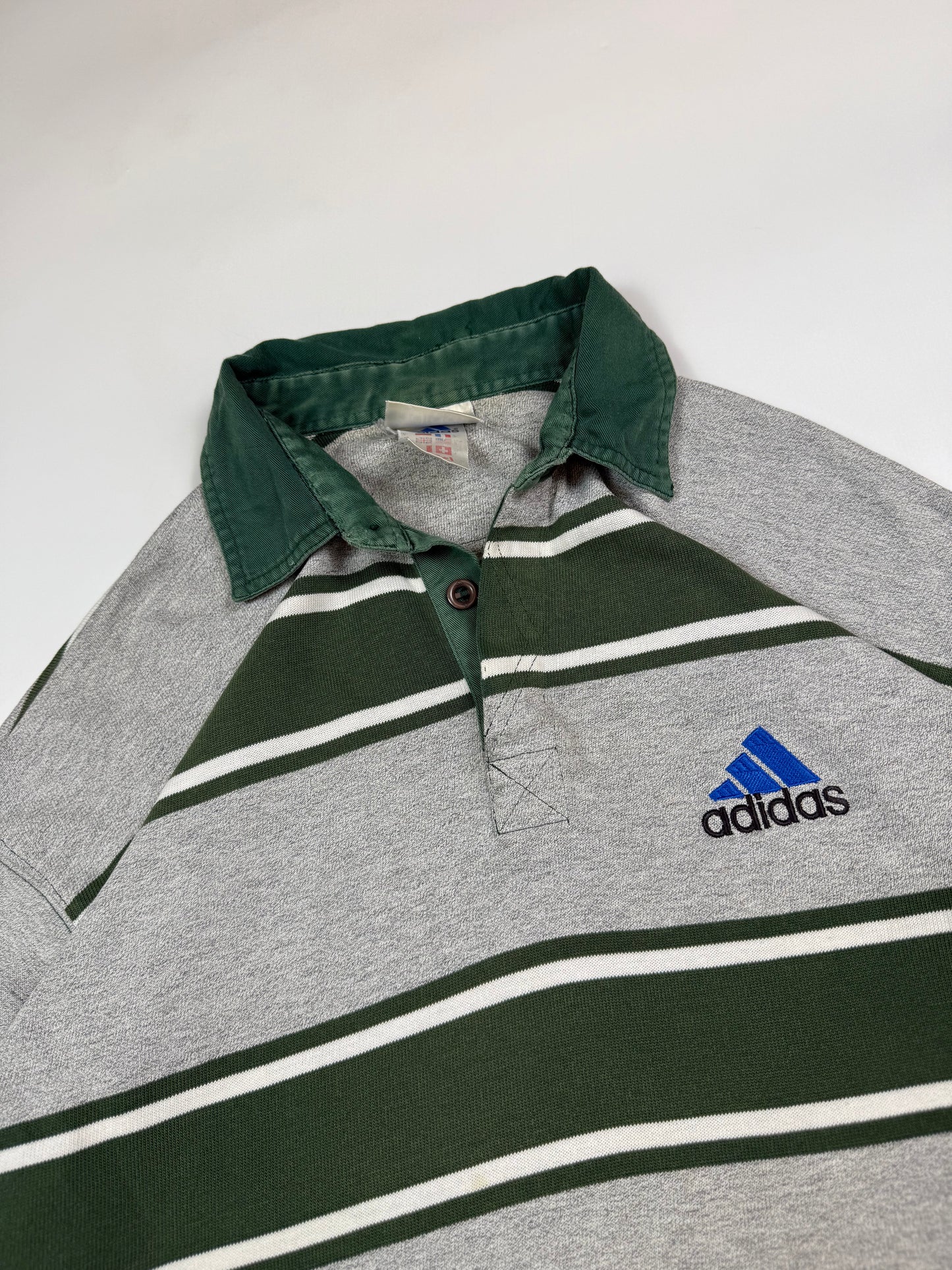 Vintage 90s Adidas striped rugby polo shirt (L)