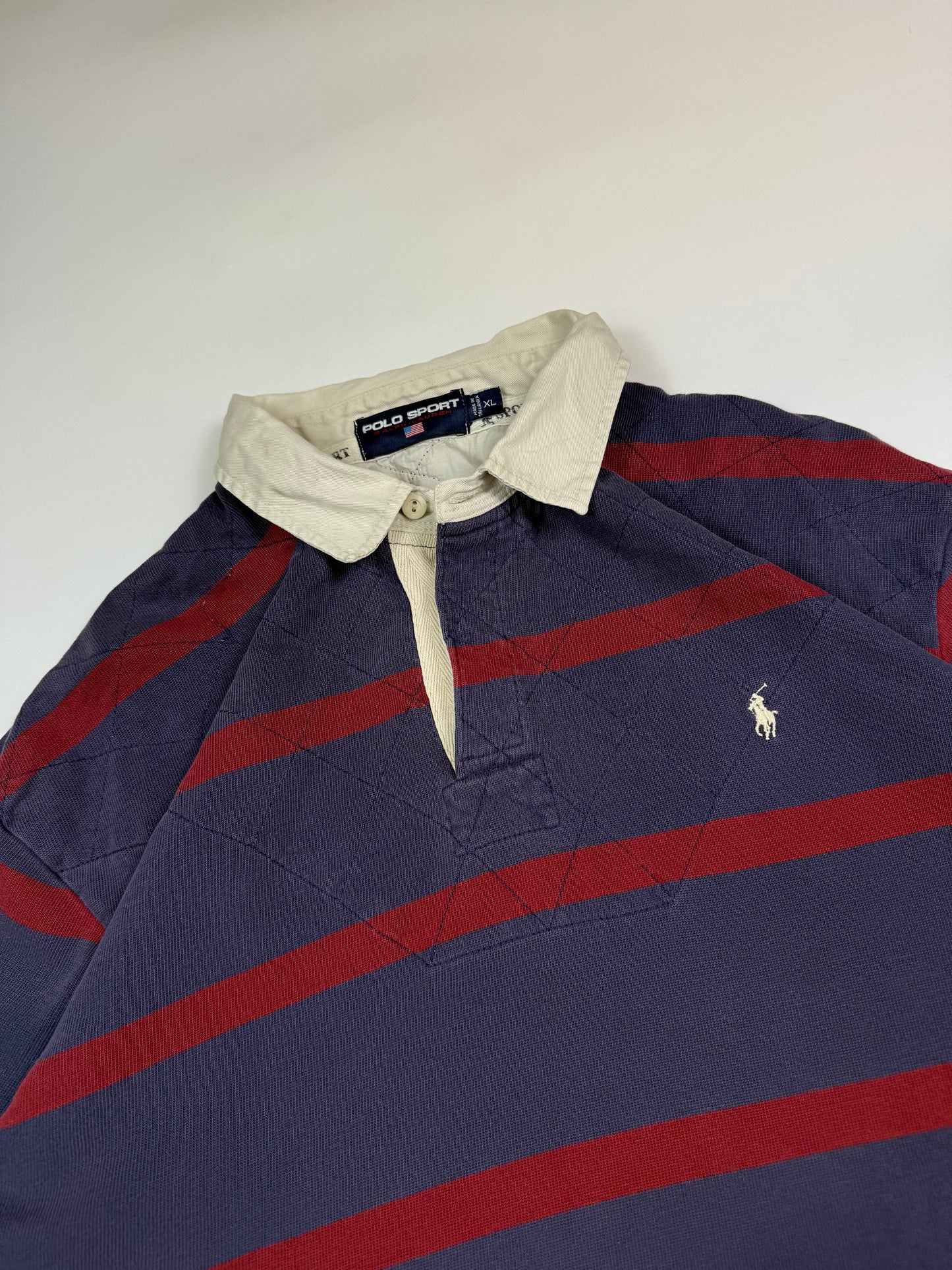 Vintage 90s Ralph Lauren Polo sport striped rugby polo (XL)