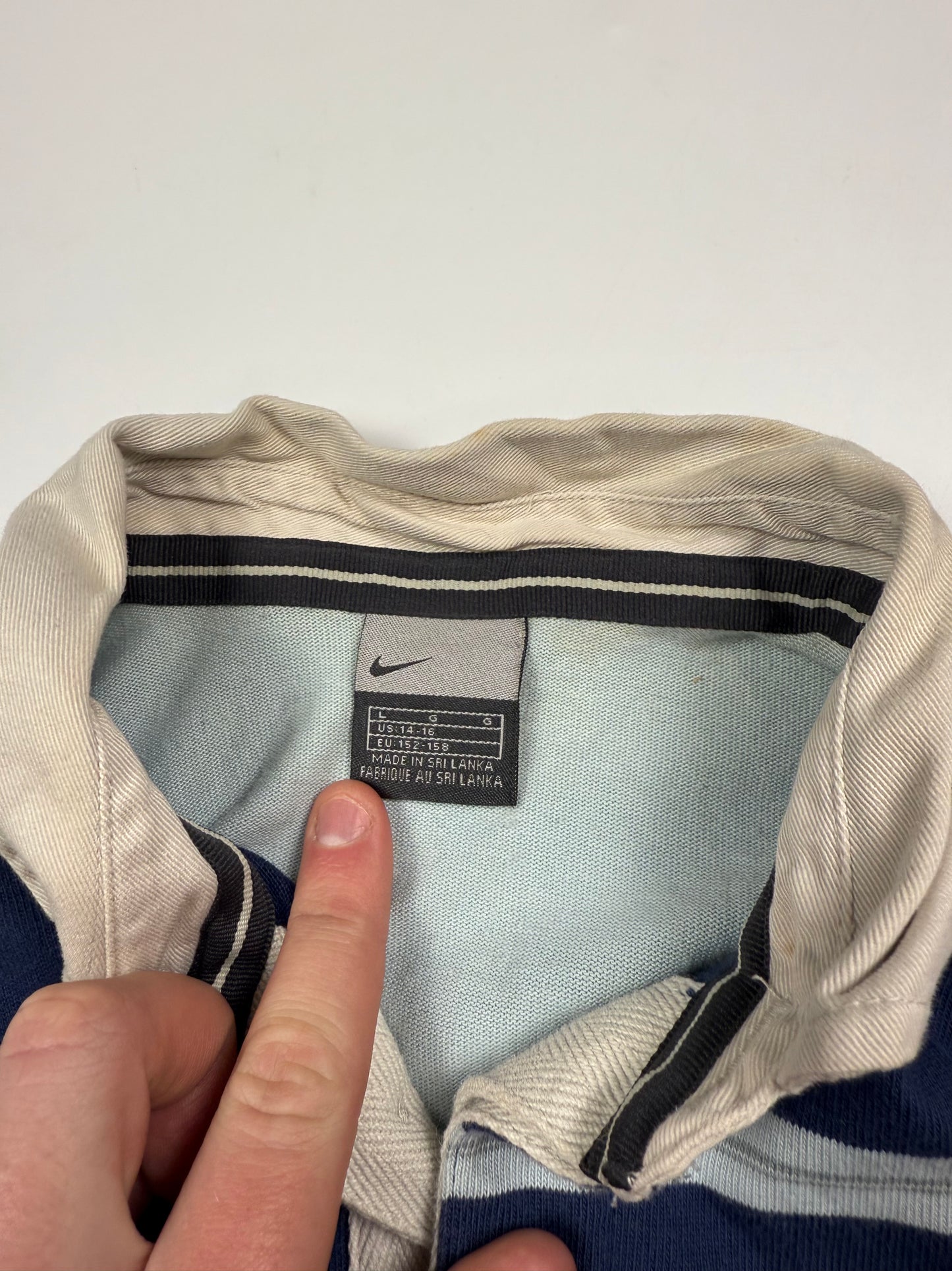 Vintage Nike striped rugby polo shirt (YL)