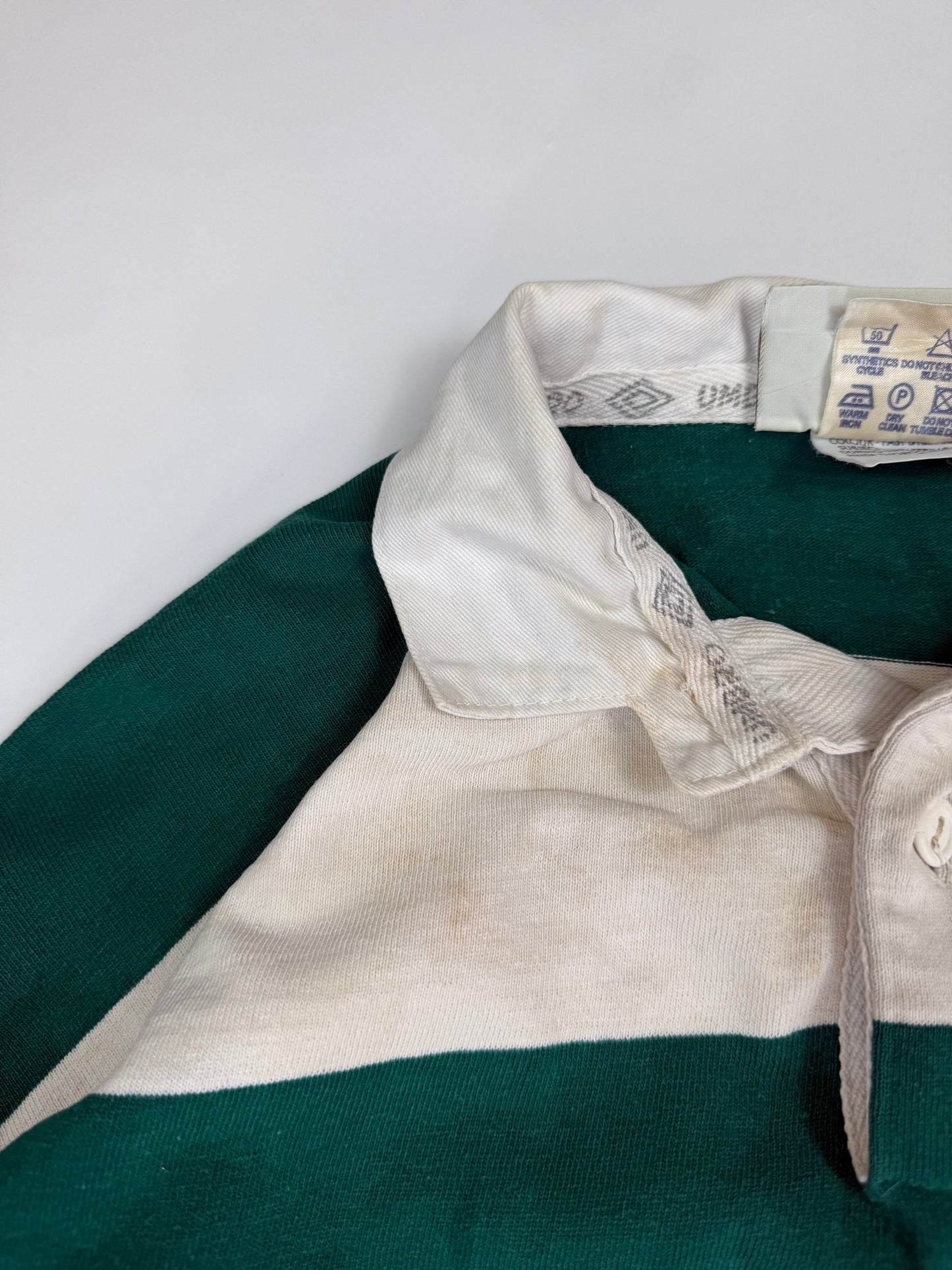Vintage 80s Umbro striped rugby polo shirt (M)