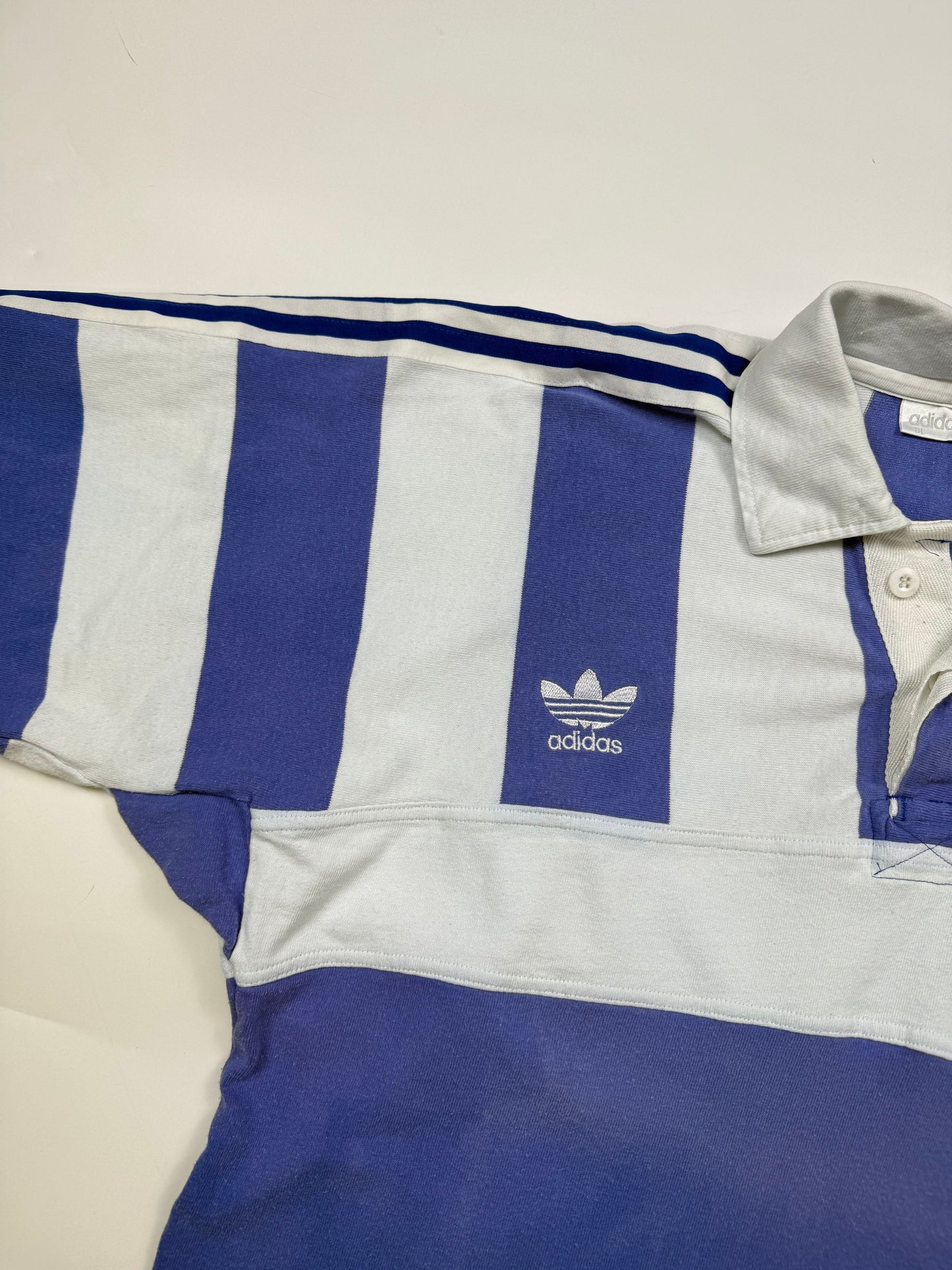 Vintage 90s Adidas originals striped rugby polo shirt (L)