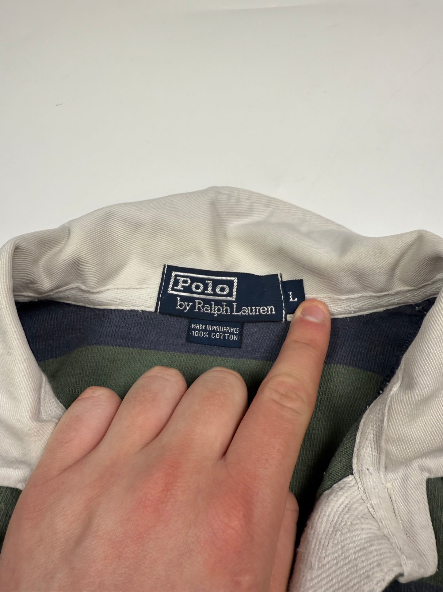 Vintage 90s Polo Ralph Lauren striped rugby polo shirt (L)