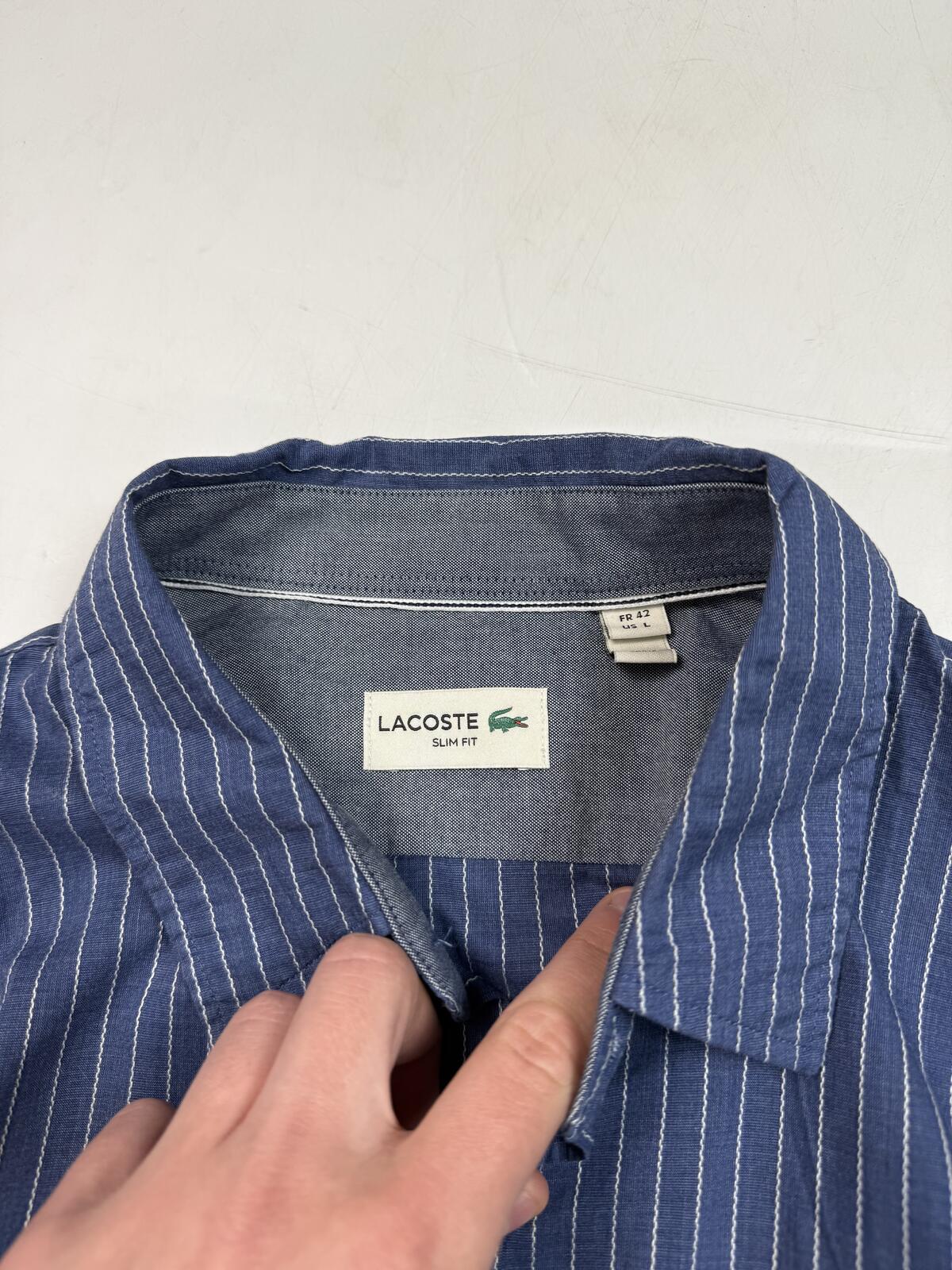 Lacoste pinstripe striped button up shirt (L)