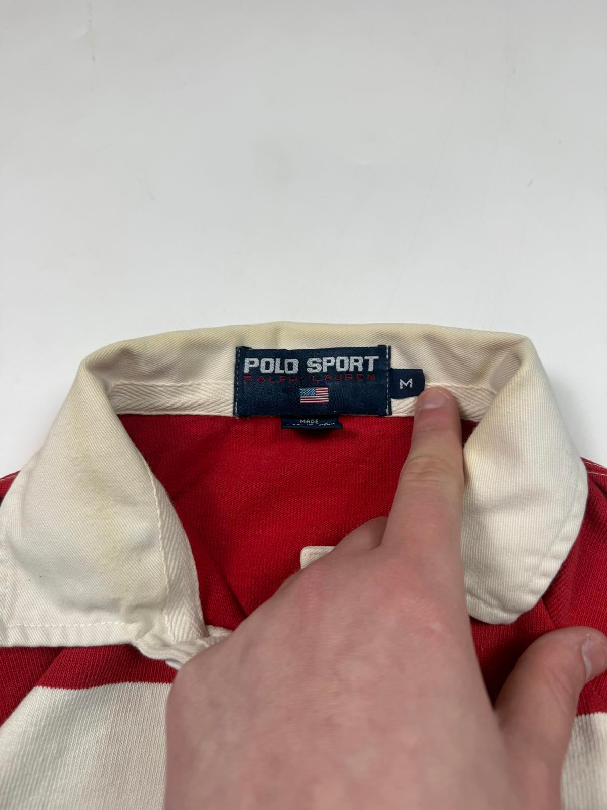 Vintage 90s Polo Sport striped rugby polo (M)