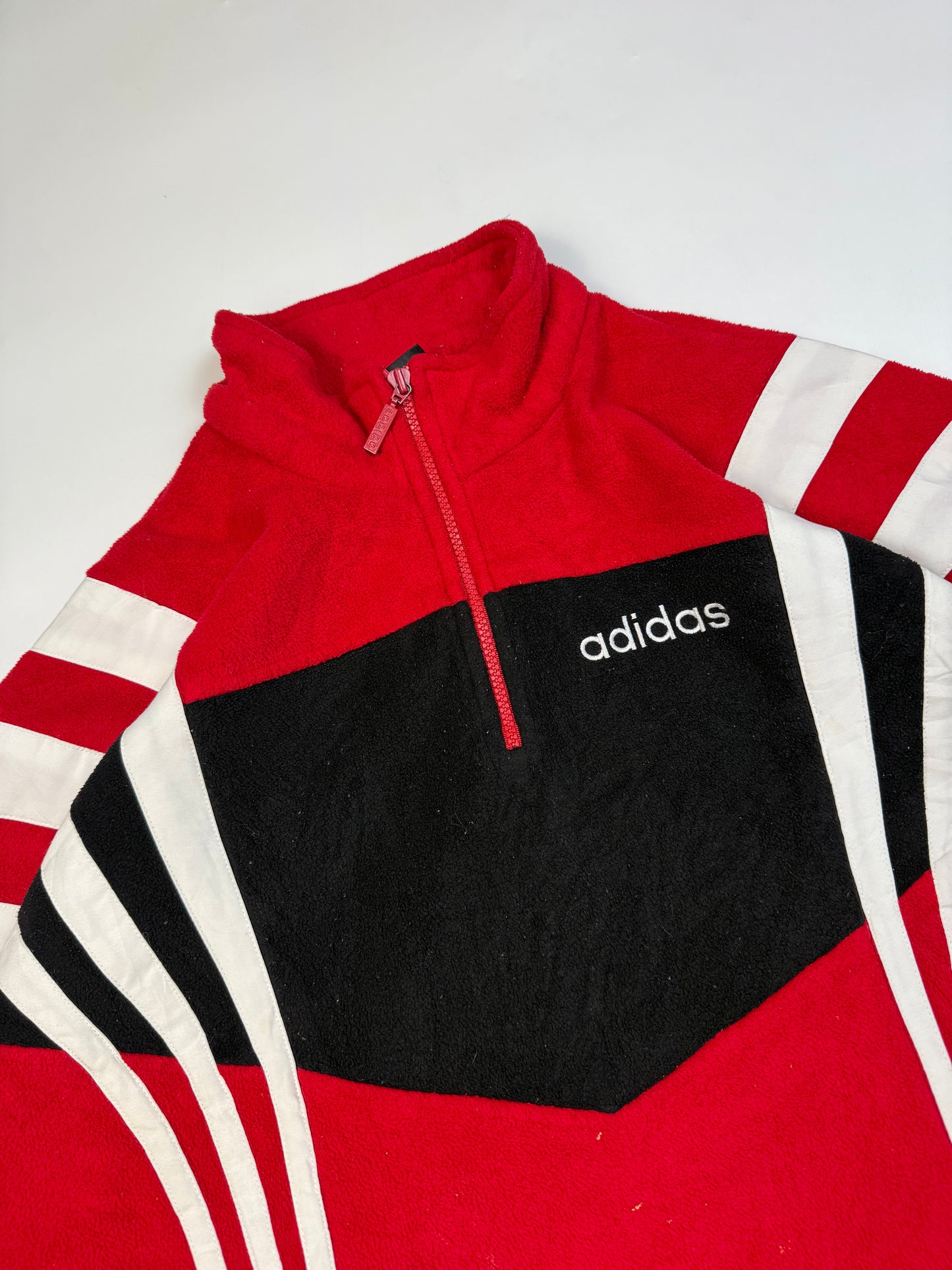 Vintage 90s adidas originals colour block quarter zip fleece (L)