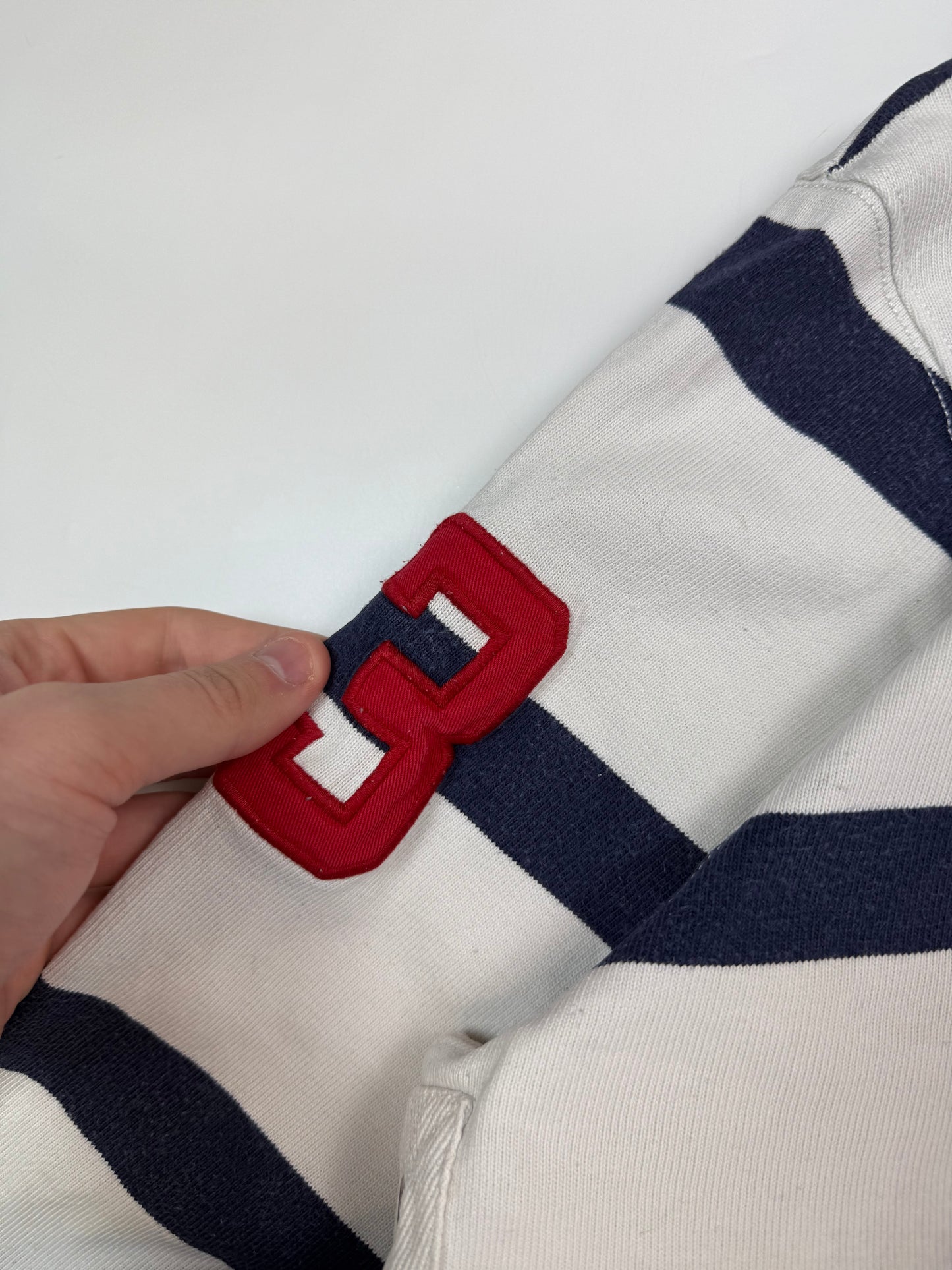 Vintage Polo Ralph Lauren big pony striped rugby polo shirt (XL)