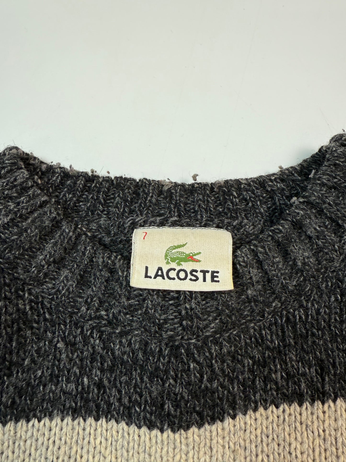 Vintage Lacoste striped wool knit sweater (XXL)