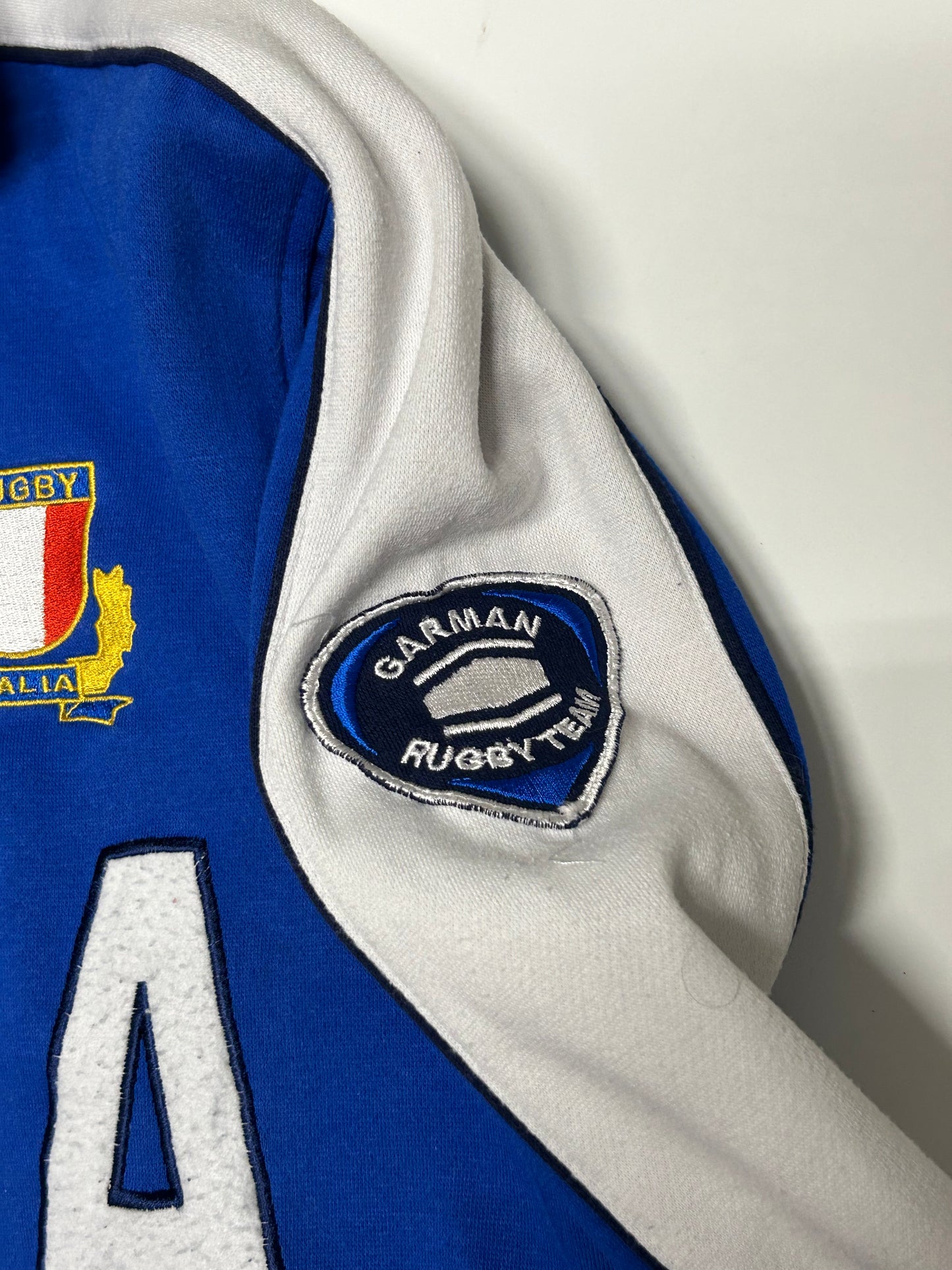 Vintage Italy rugby spell out quarter zip sweatshirt (L)