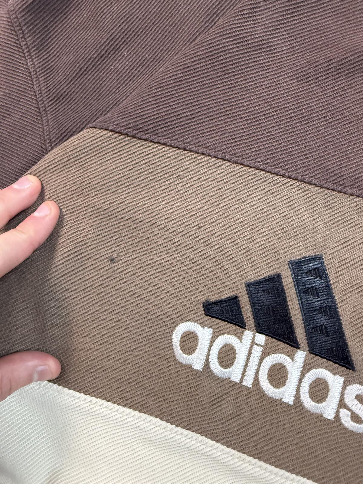 Vintage 90s adidas centre logo striped sweatshirt (S)