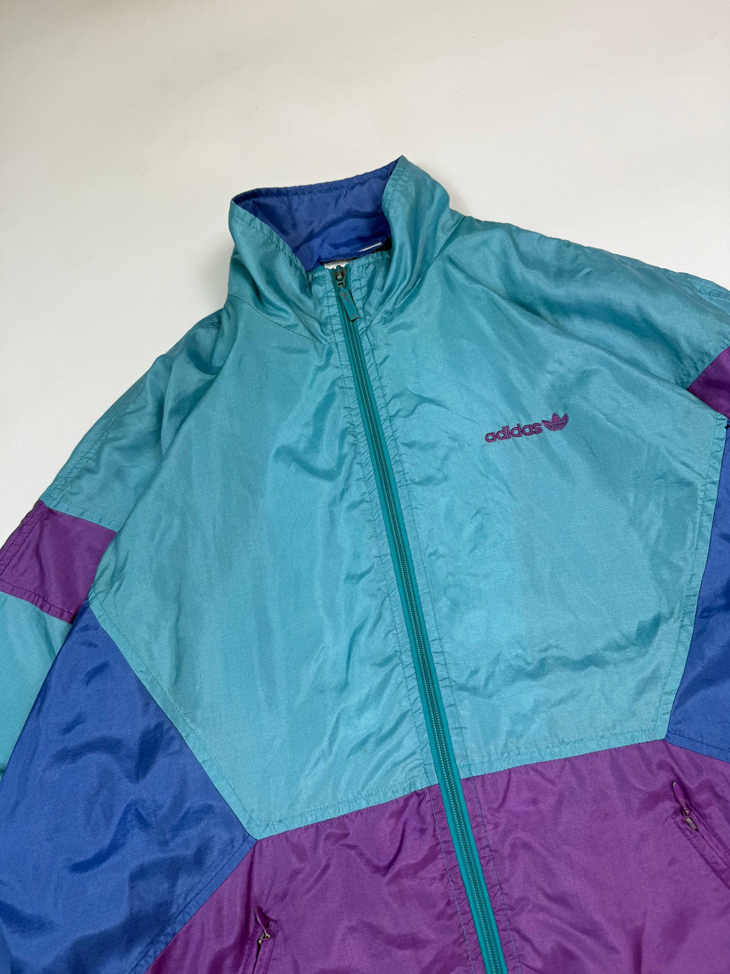 Vintage 90s Adidas originals colour block shell track jacket (XL)