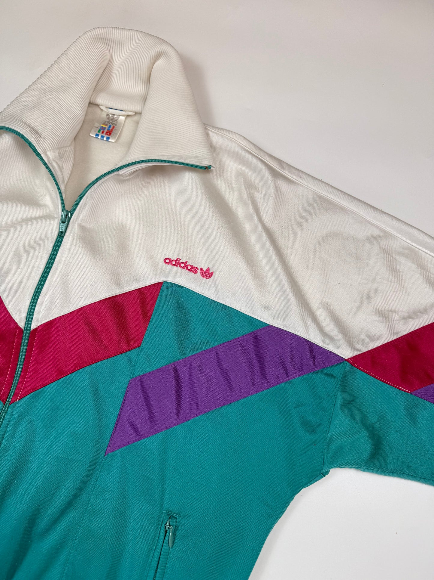 Vintage 80s Adidas originals colour block track top (M)
