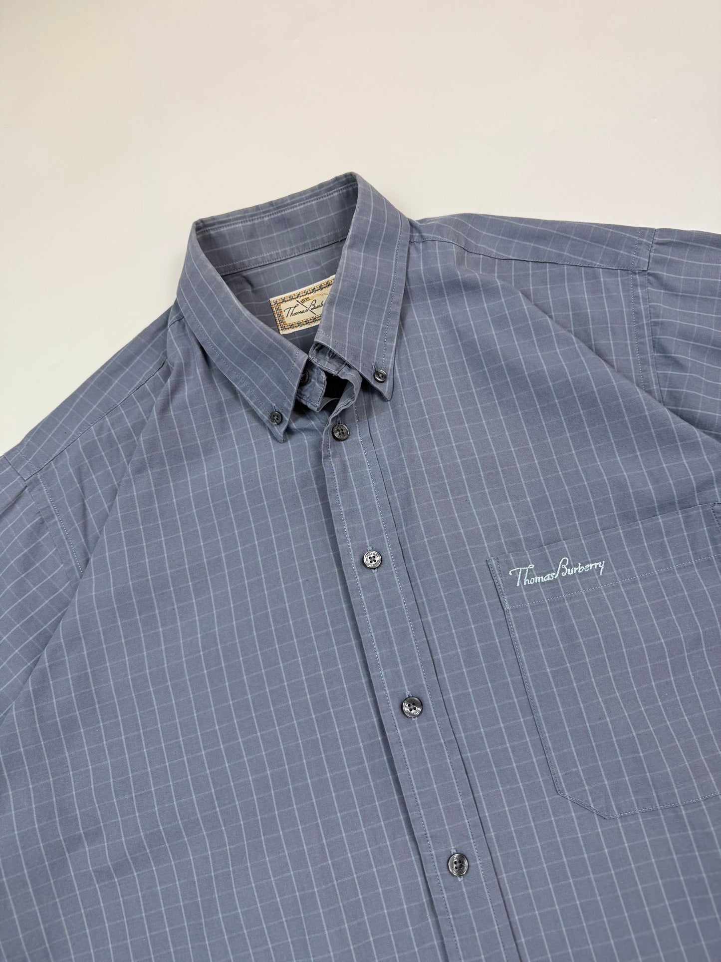 Vintage Thomas Burberry checkered short sleeve shirt (L)