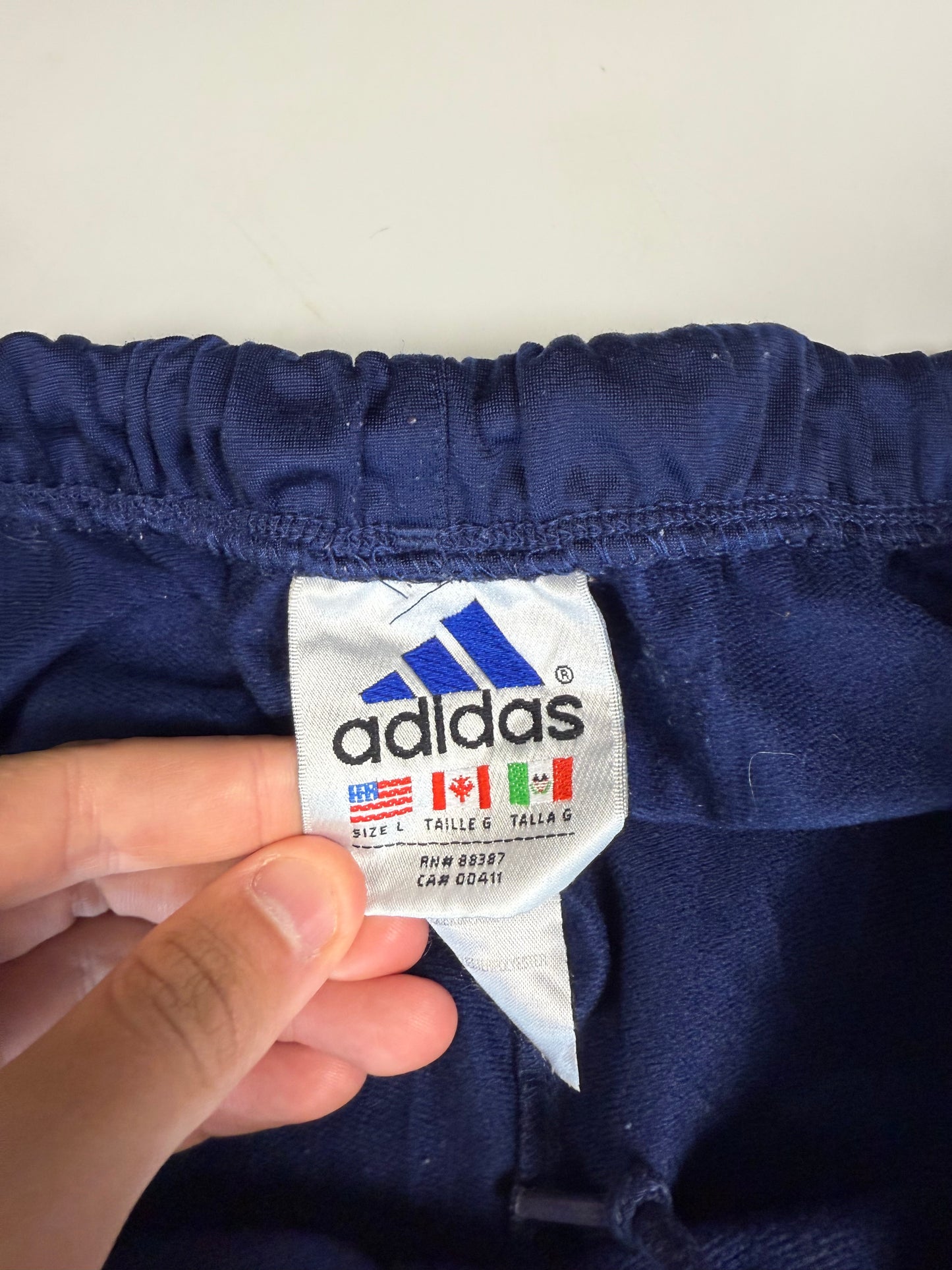 Vintage 90s Adidas side stripe baggy track pants (L)