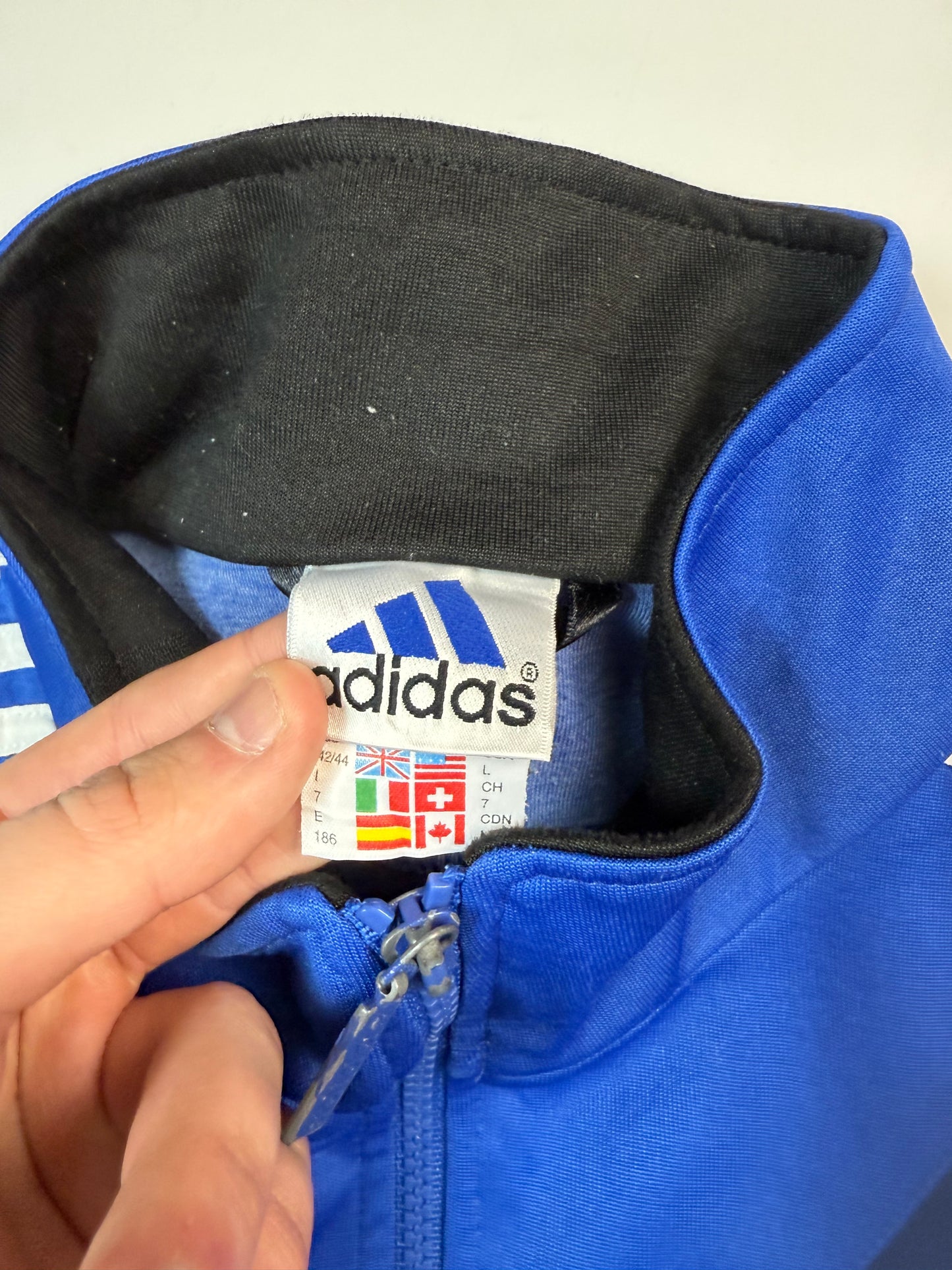 Vintage 90s Adidas football colour block track top (L)