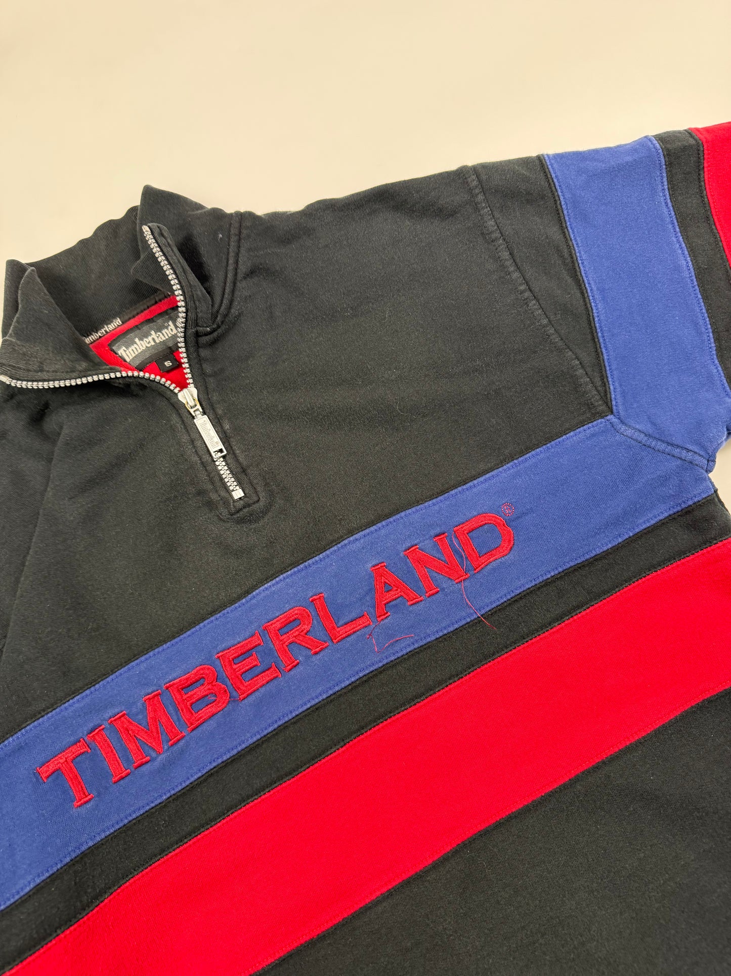 Vintage 90s Timberland spell out quarter zip sweatshirt (S)