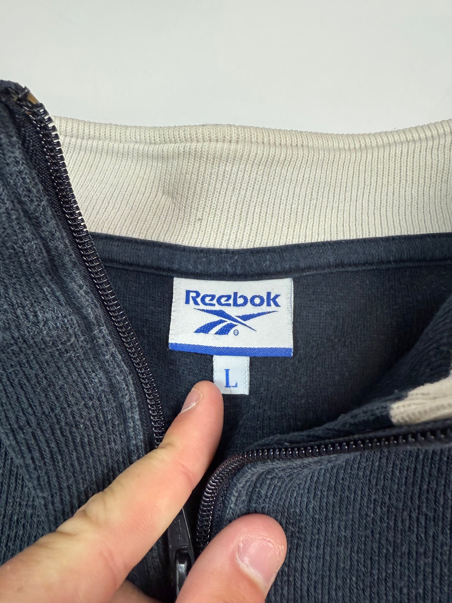 Vintage Reebok membership spell out quarter zip sweatshirt (L)