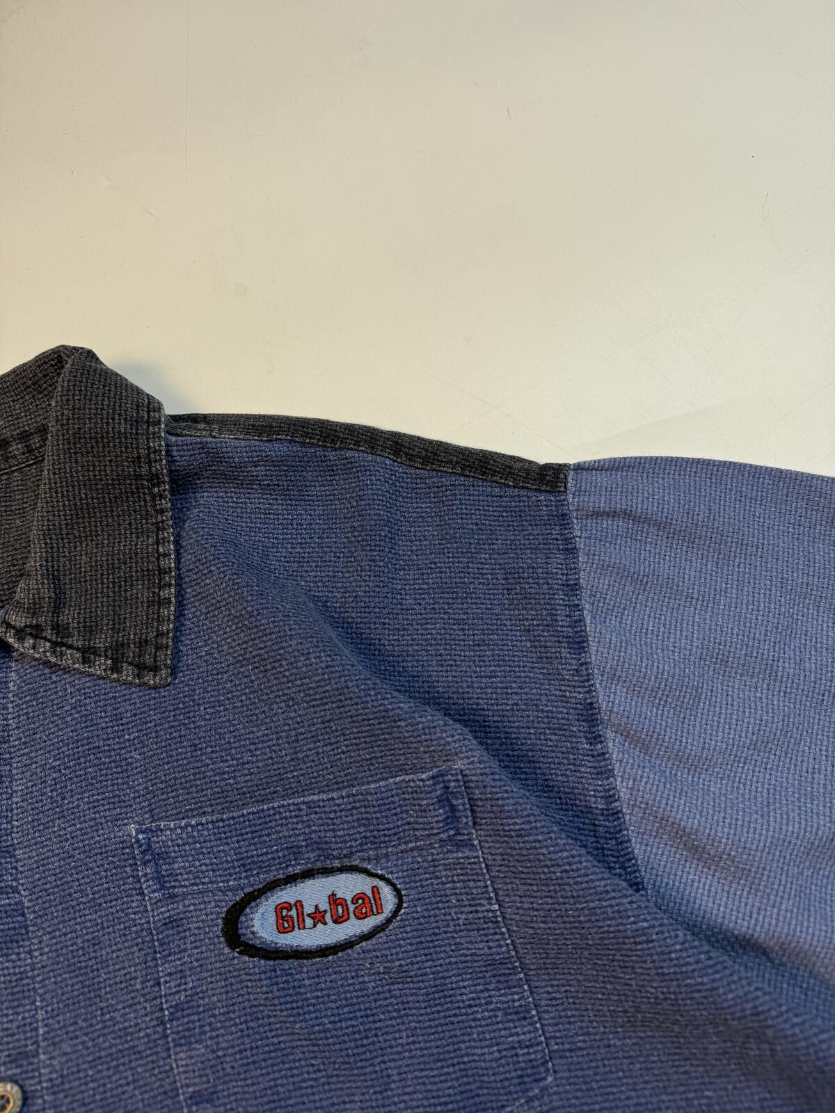 Vintage 90s Denim jean short sleeve shirt (XL)