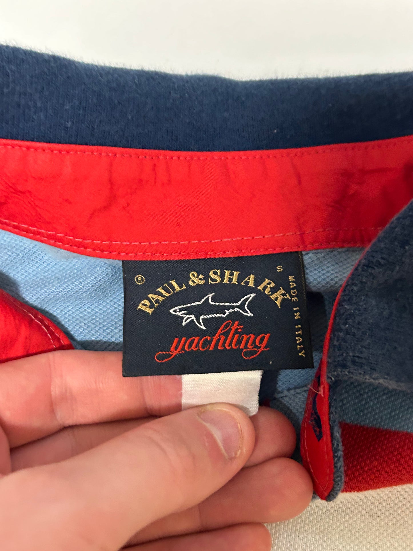 Vintage Paul & Shark striped l/s polo shirt (S)