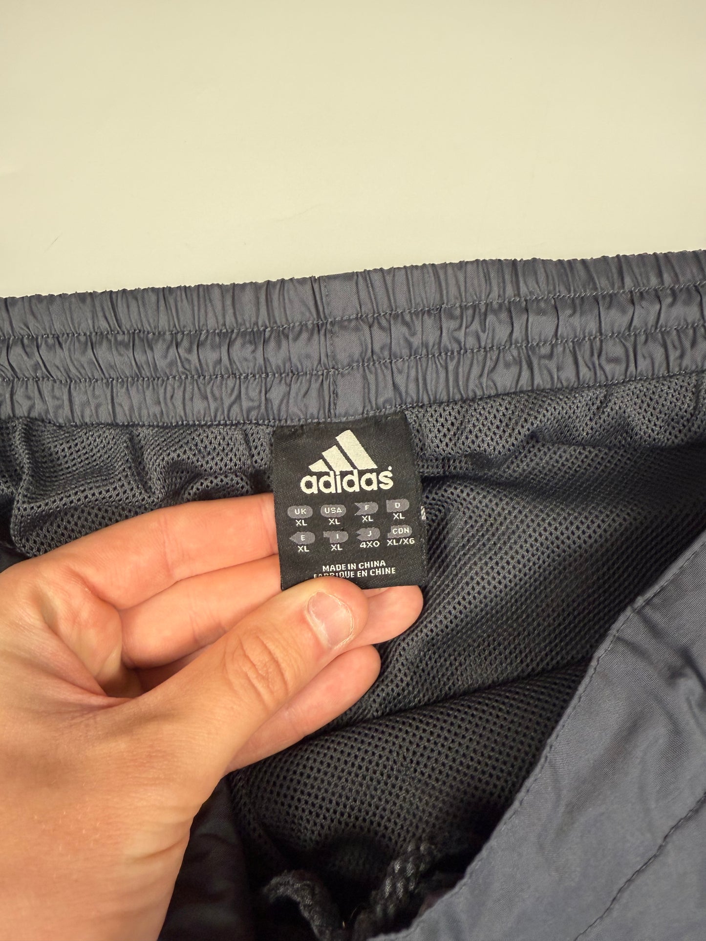 Vintage Adidas spell out baggy track pants (XL)