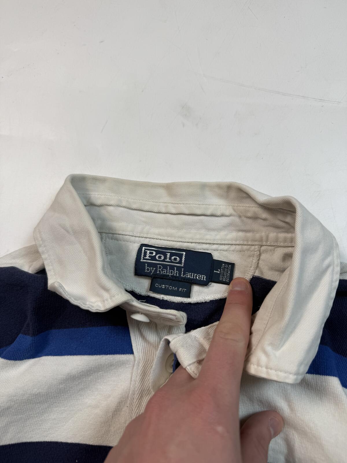 Vintage Polo Ralph Lauren striped rugby polo shirt (L)