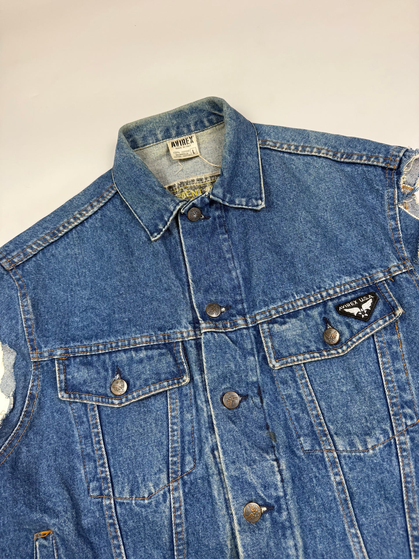 Vintage Avirex USA denim vest jacket (L)