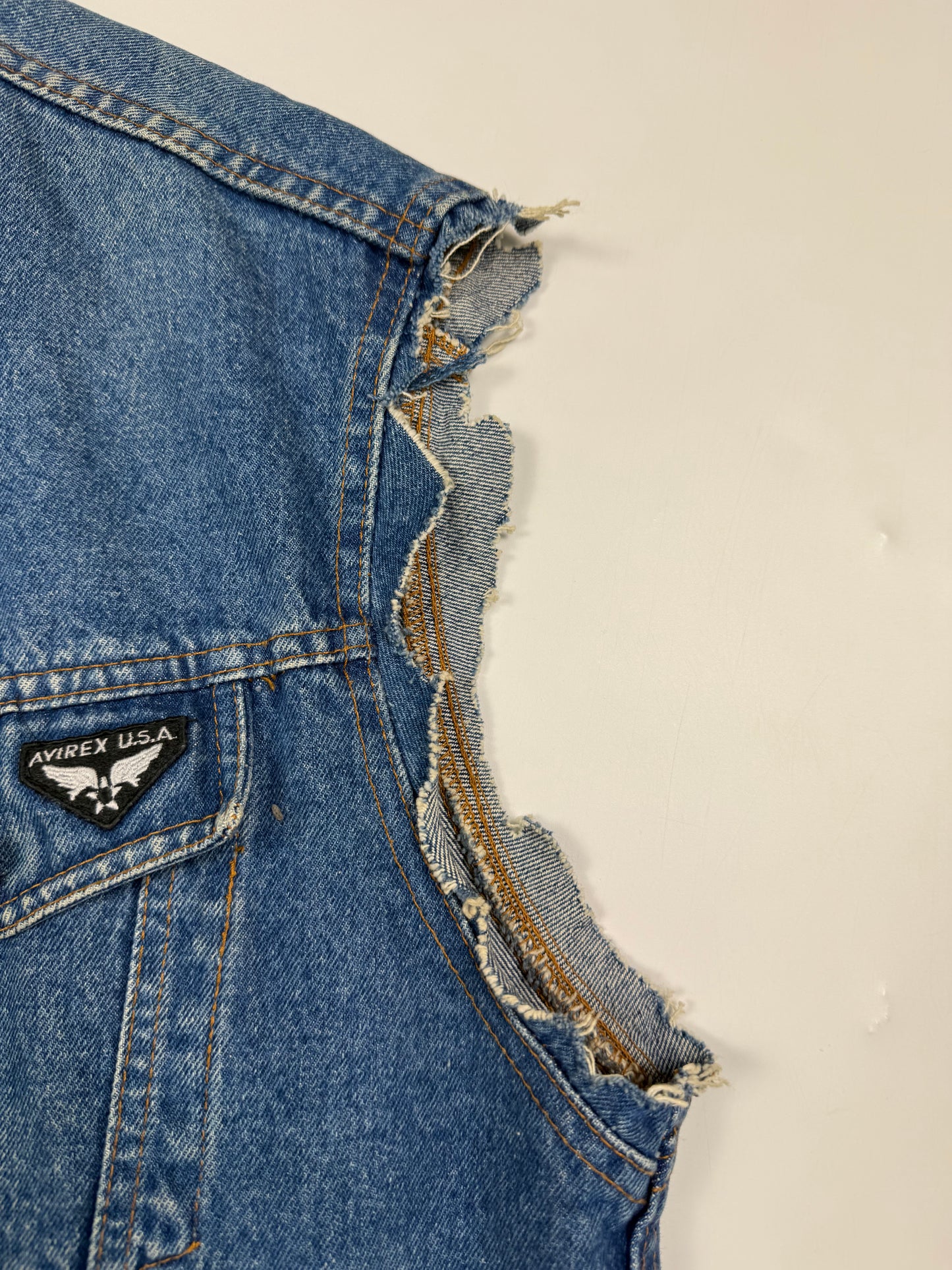 Vintage Avirex USA denim vest jacket (L)
