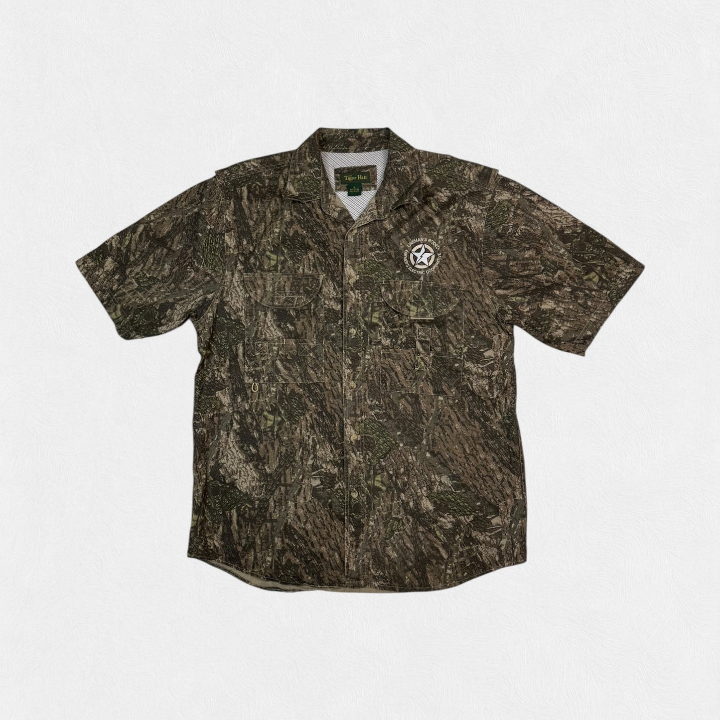 Real tree camo short sleeve shirt (L)