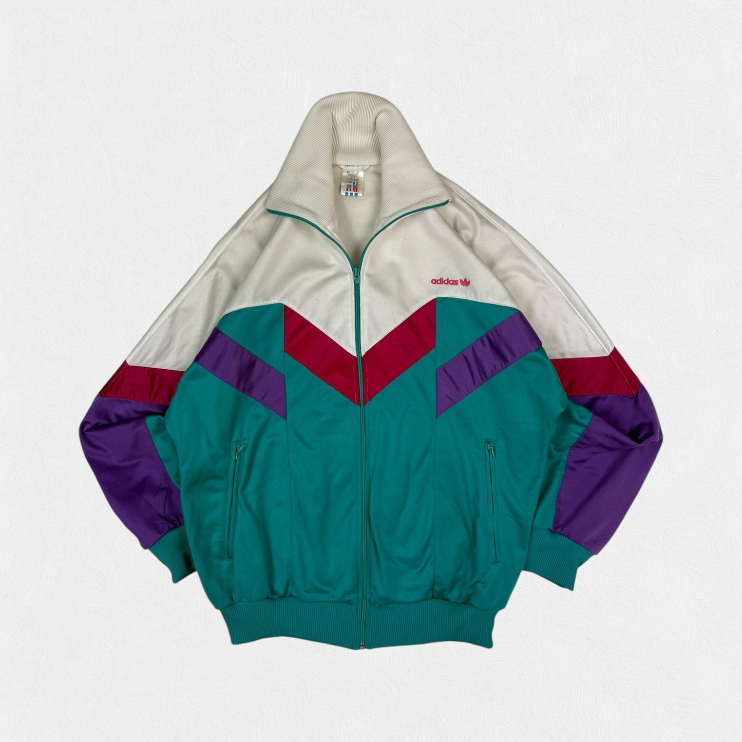 Vintage 80s Adidas originals colour block track top (M)