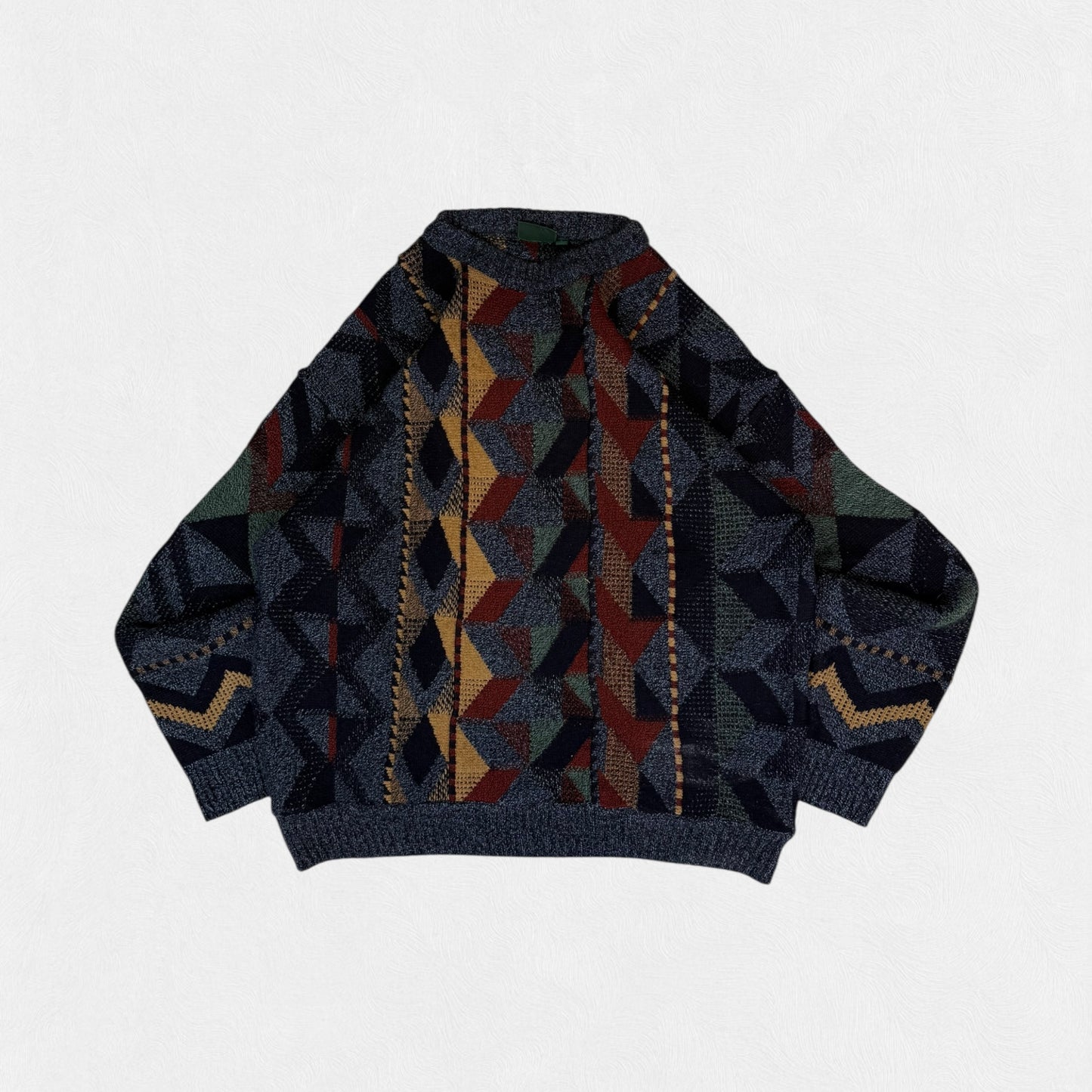 Vintage abstract grandad knit sweater (L)
