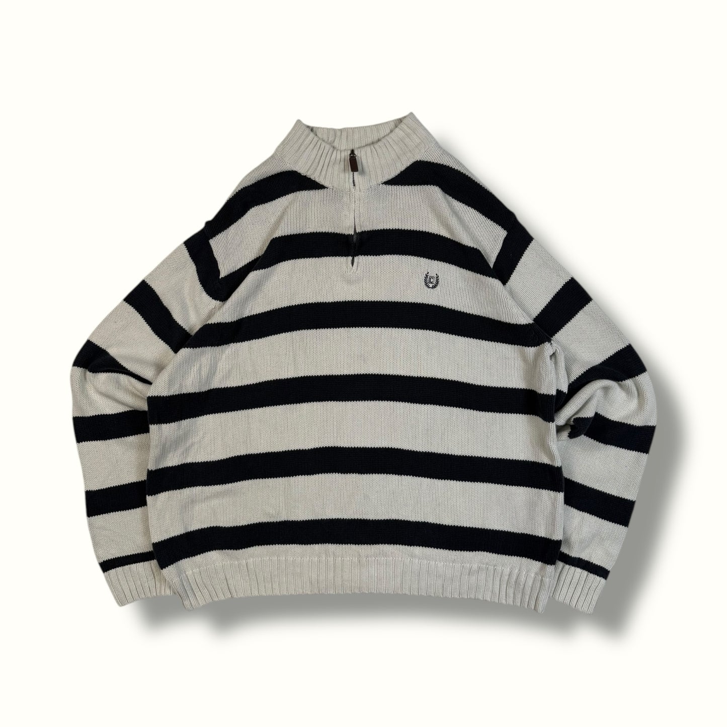 Vintage Chaps striped quarter zip knit sweater (XL)