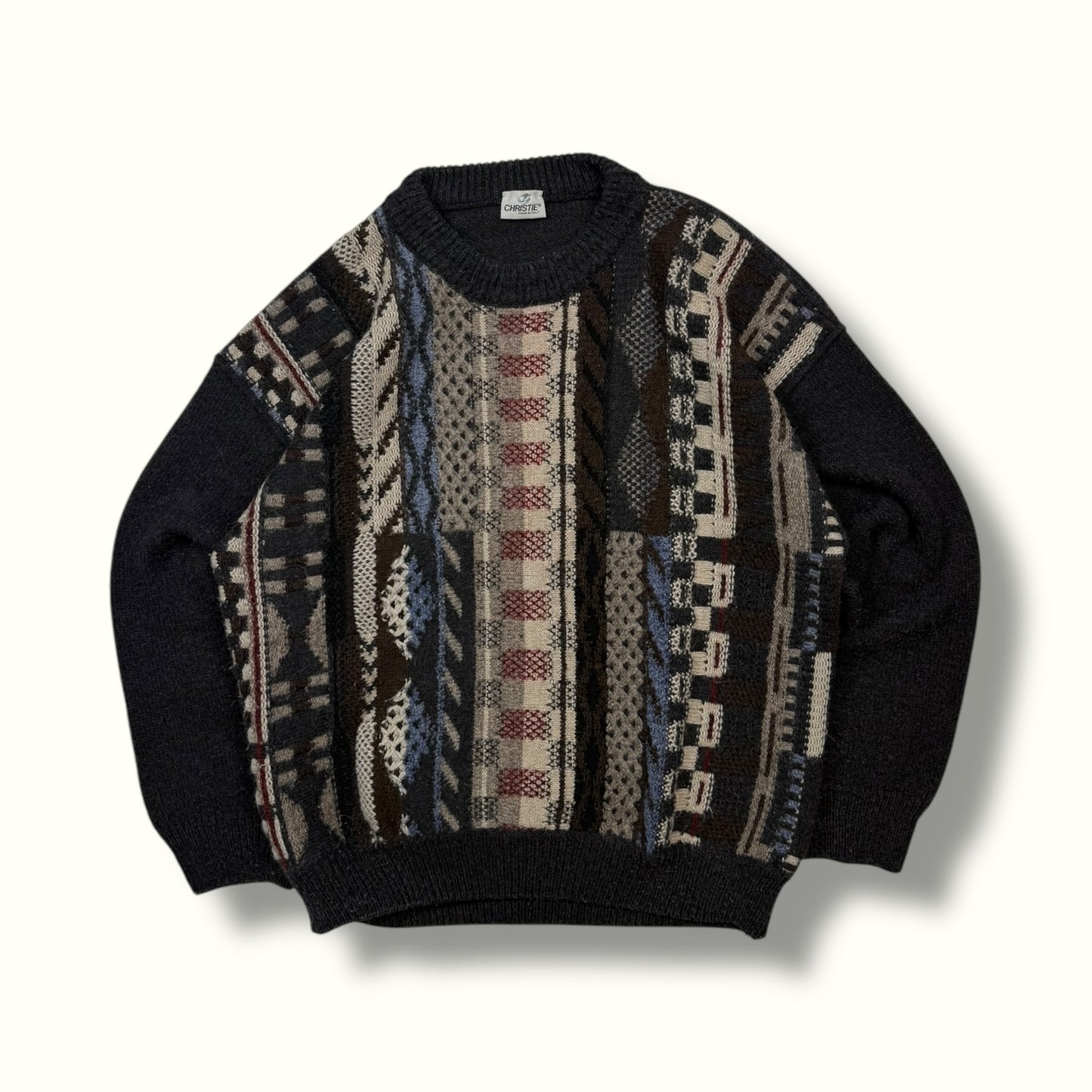 Vintage abstract knit sweater (L)