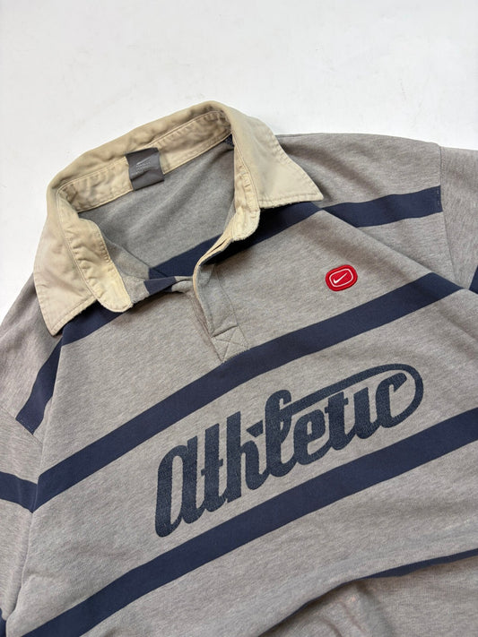 Vintage Y2K Nike athletic striped rugby polo shirt (XL)