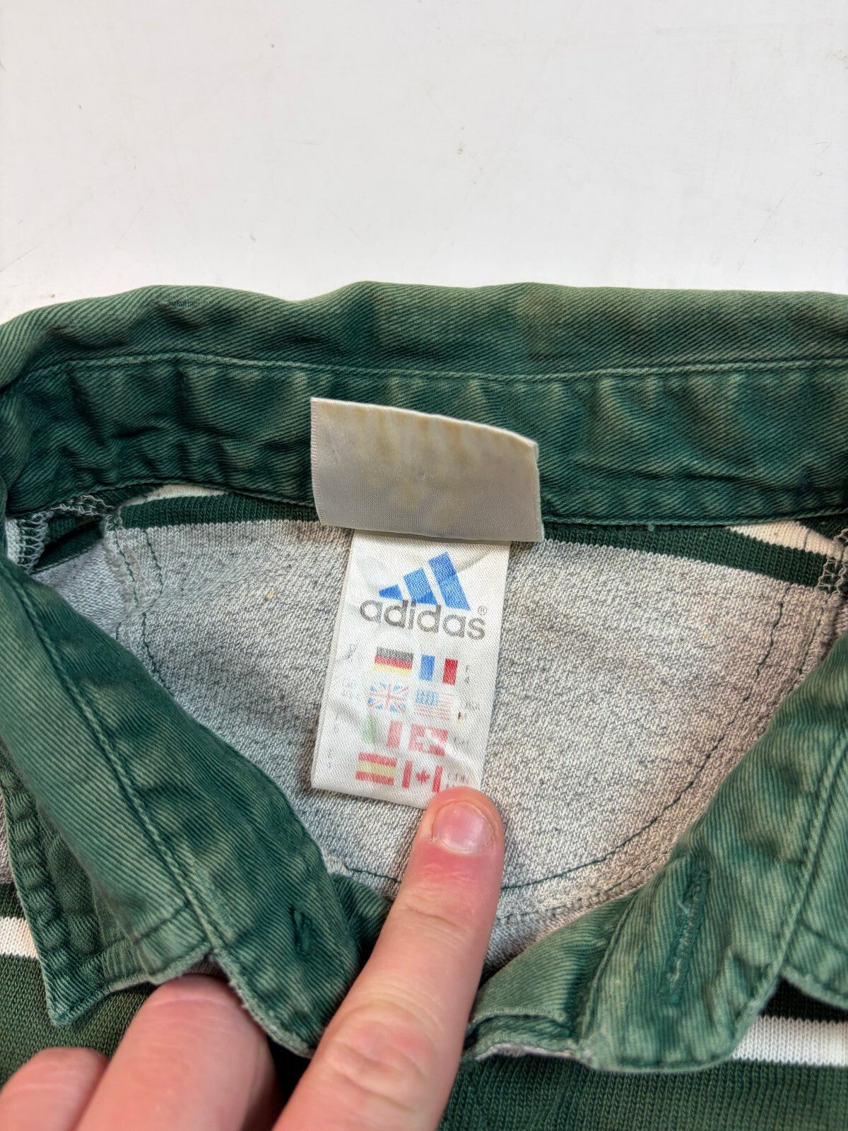 Vintage 90s adidas striped rugby polo shirt (M)